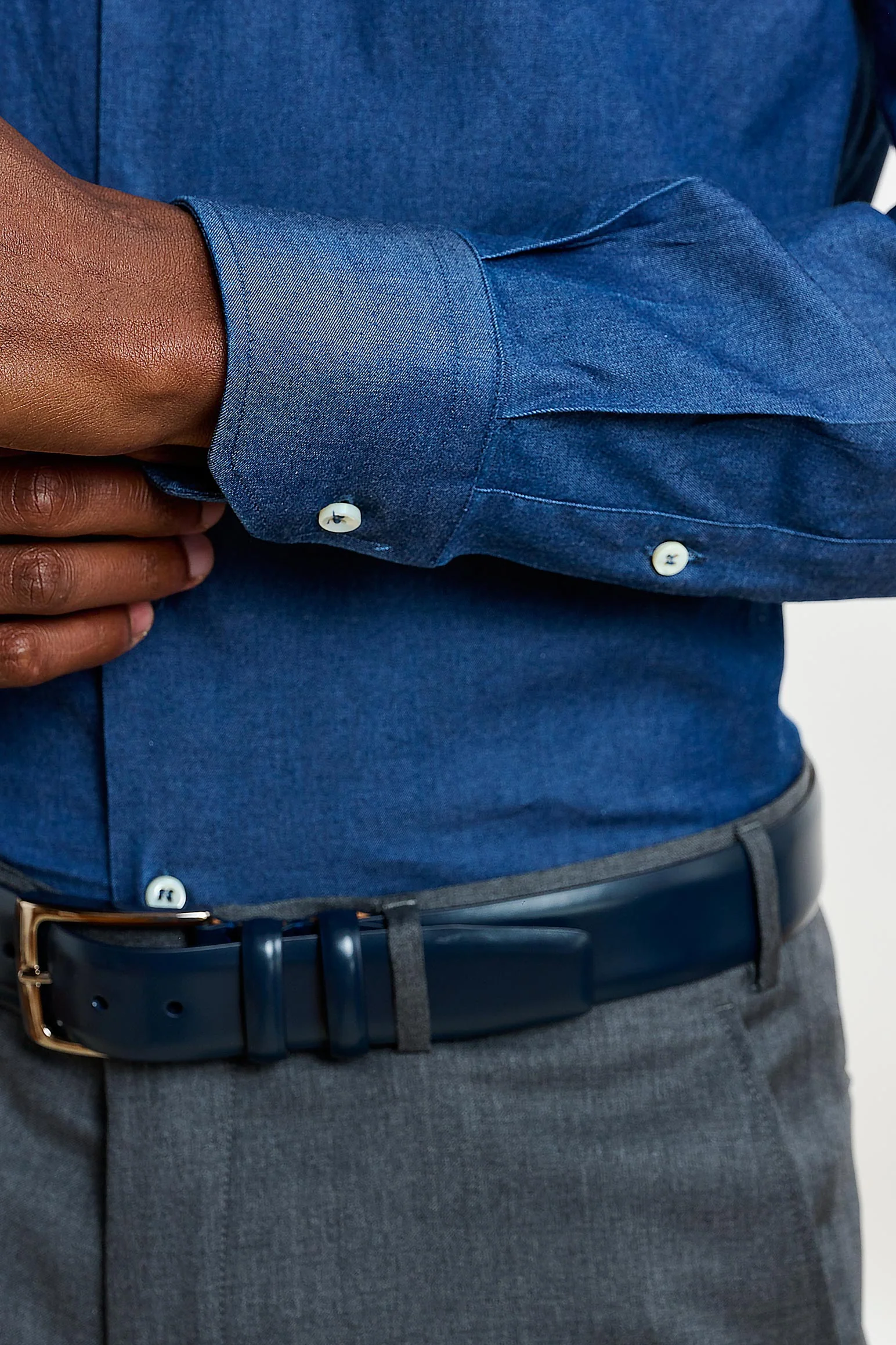 Rinse Denim Casual Long Sleeve Shirt - Image 4