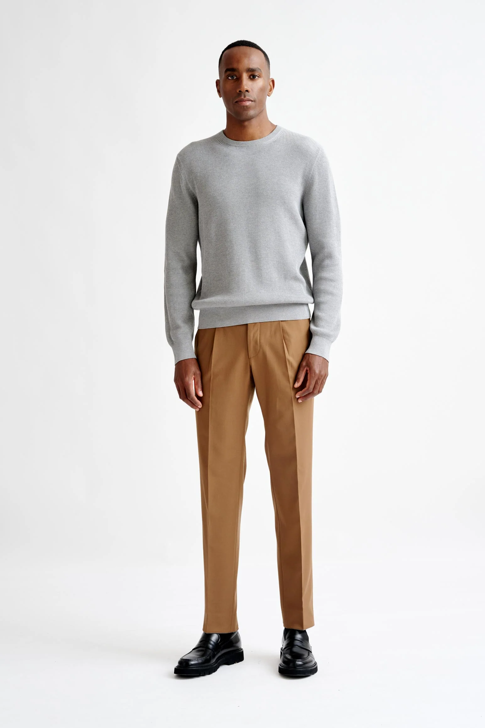 Dove Grey 100% Cotton Rib Harrow Knitwear - Image 3