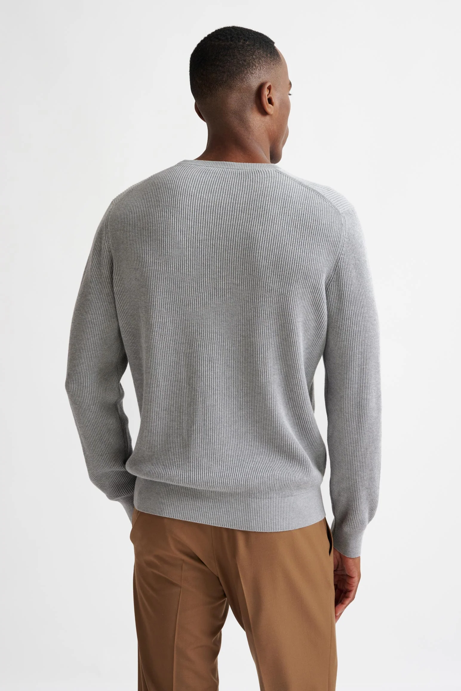Dove Grey 100% Cotton Rib Harrow Knitwear - Image 4