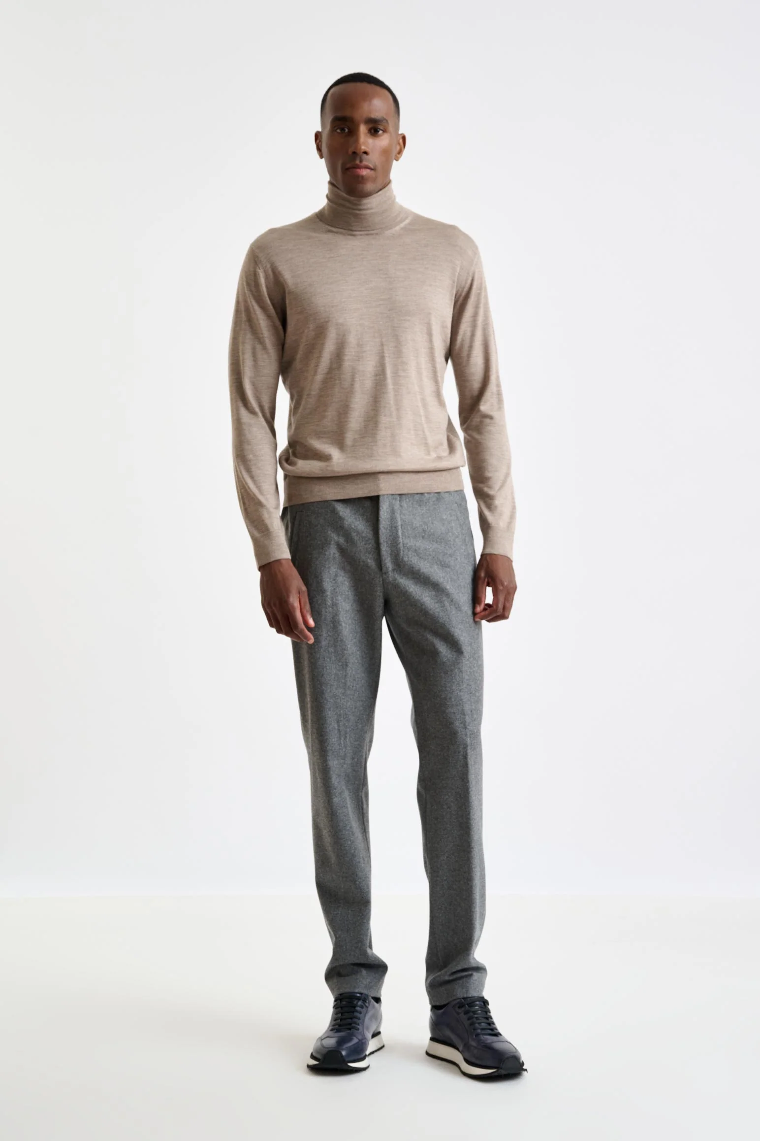 Dune Melange Cashmere Merino Silk Blend Telford Turtleneck Sweater - Image 3