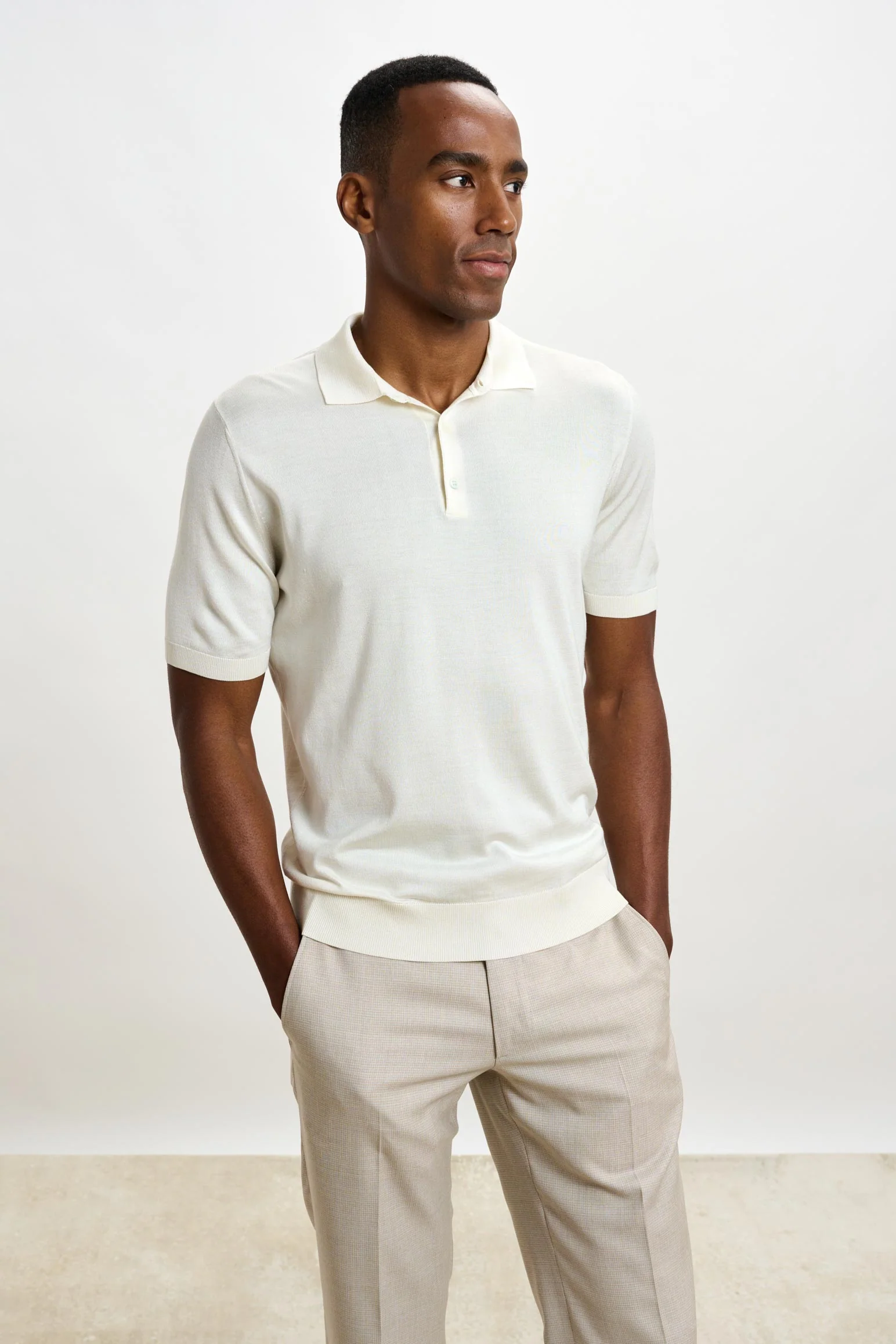 Plain Beige Farley Trousers Crossover - Image 6