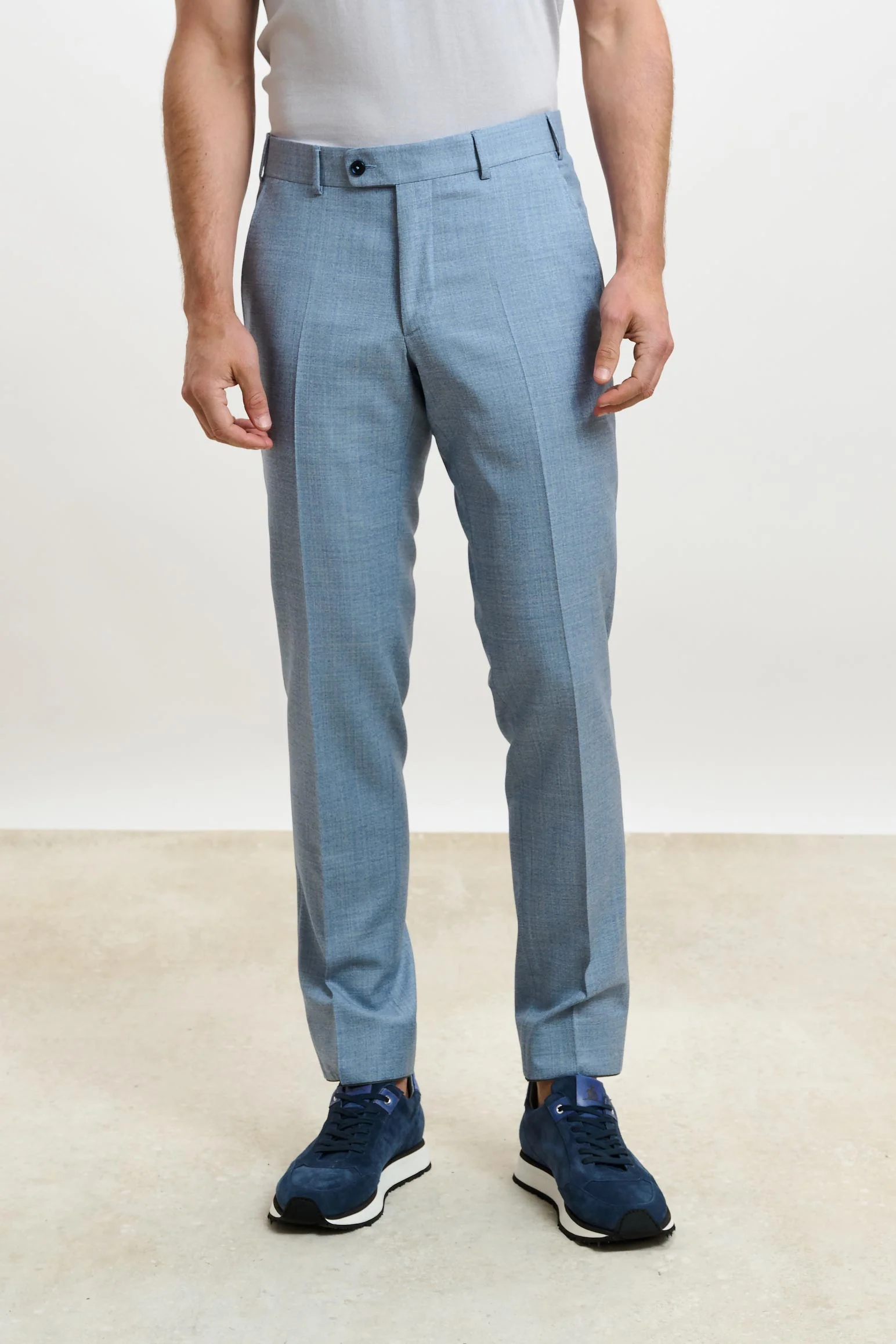 Plain Light Blue Farley Trousers Crossover