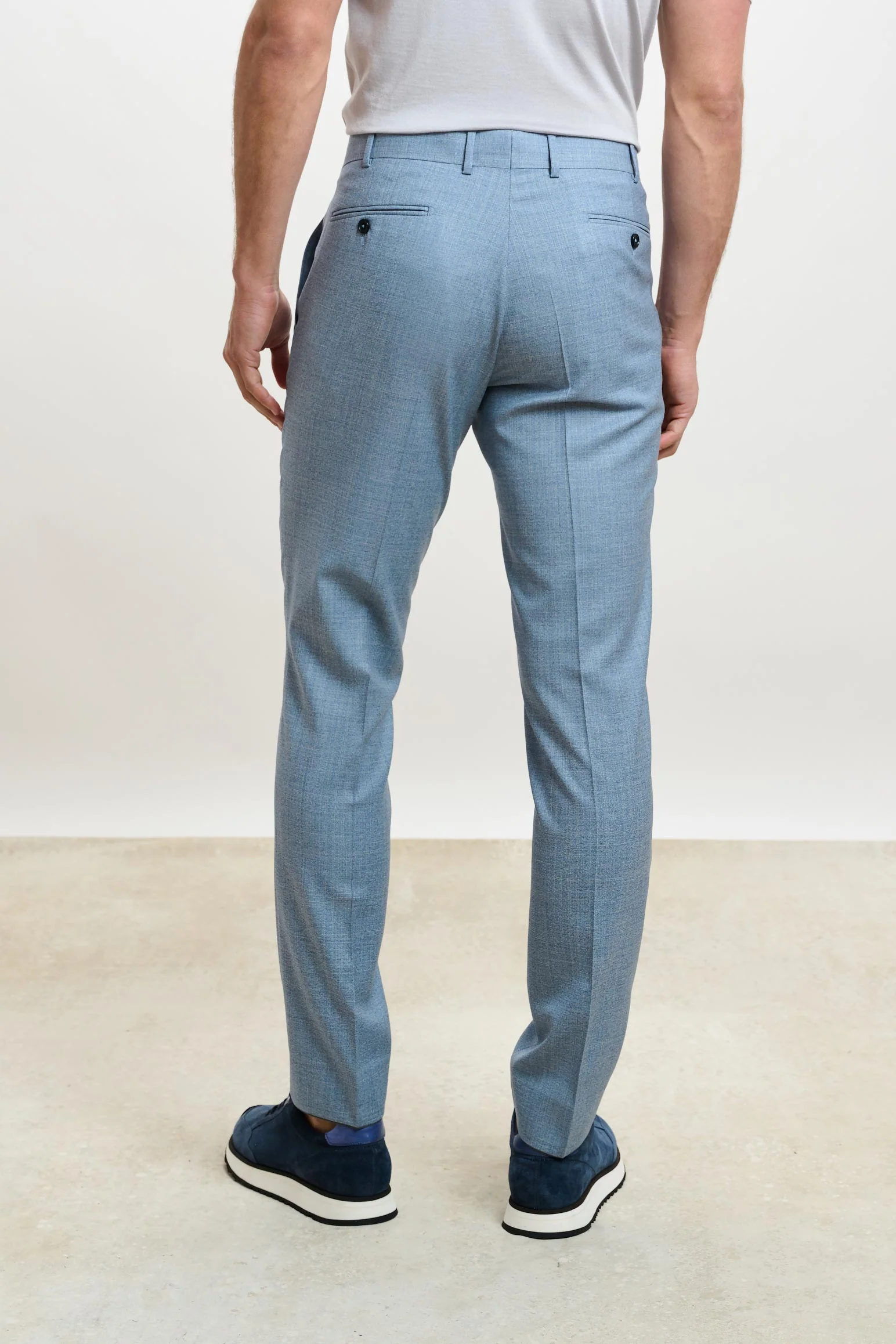 Plain Light Blue Farley Trousers Crossover - Image 2