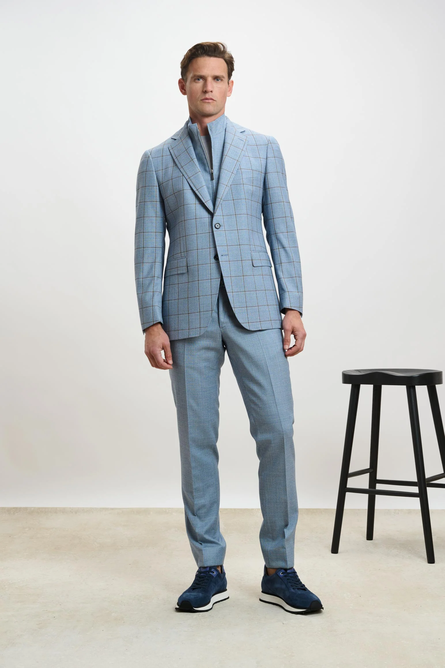 Plain Light Blue Farley Trousers Crossover - Image 5