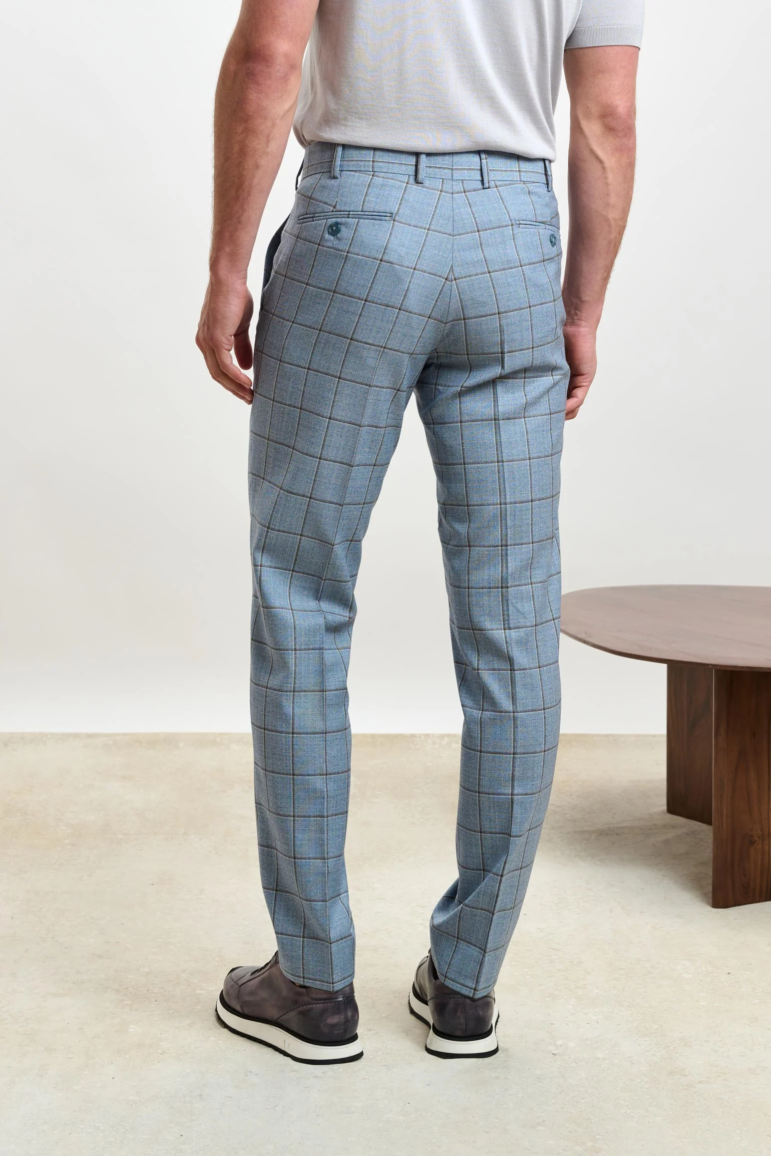 Light Blue Check Farley Trousers Crossover - Image 3