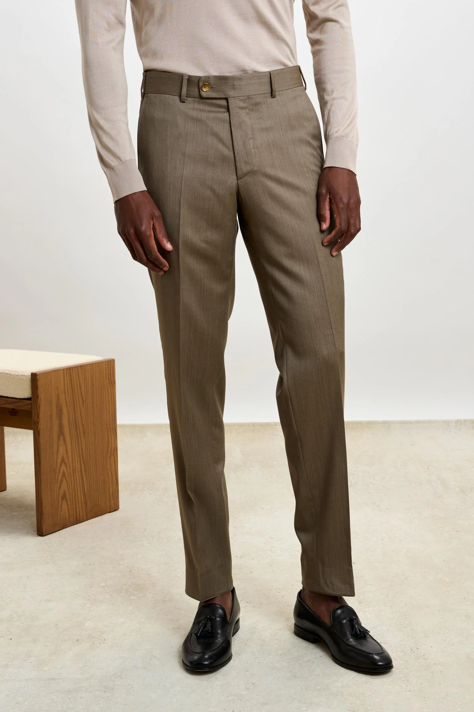 Taupe Melange Farley Trousers New Deluxe