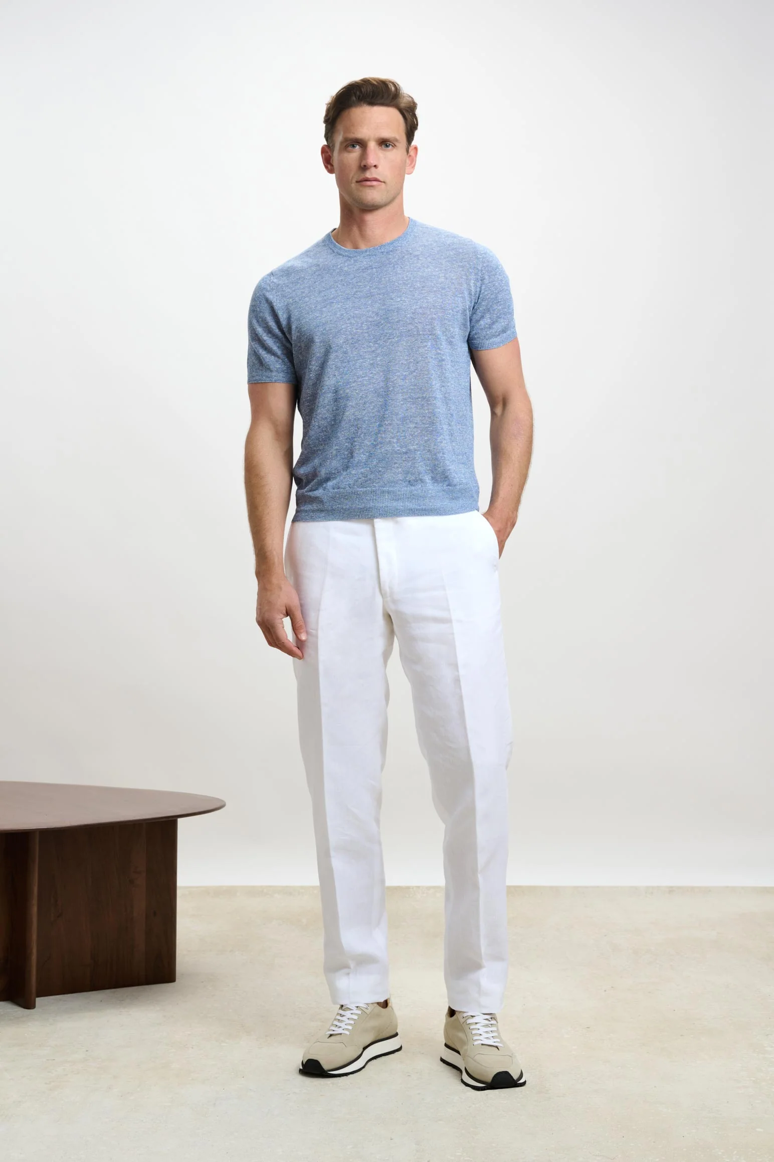 White Farley Trousers Pure Linen - Image 5