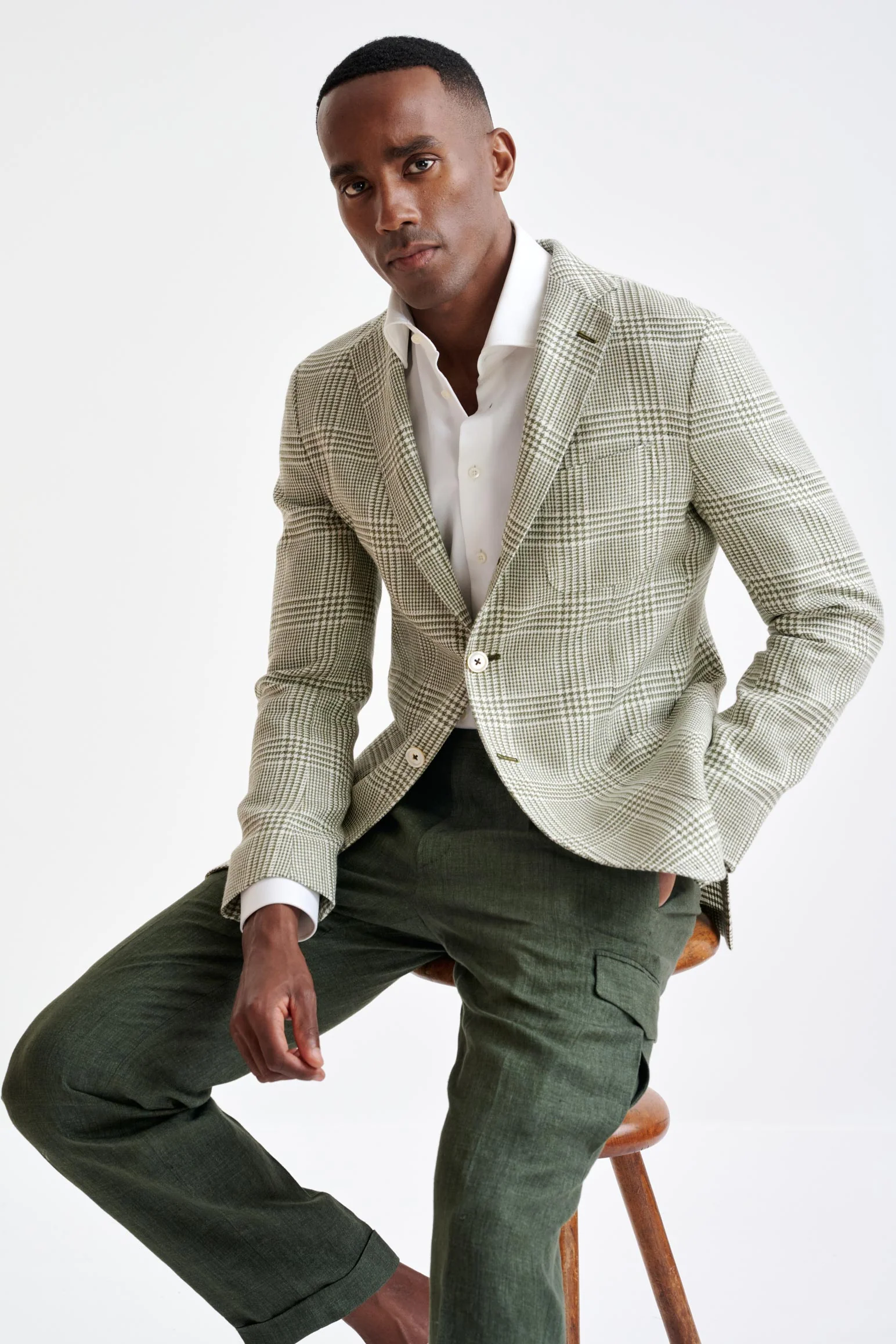 Forest Green Wool & Linen Kenton Jacket Amalfi Trend - Image 9