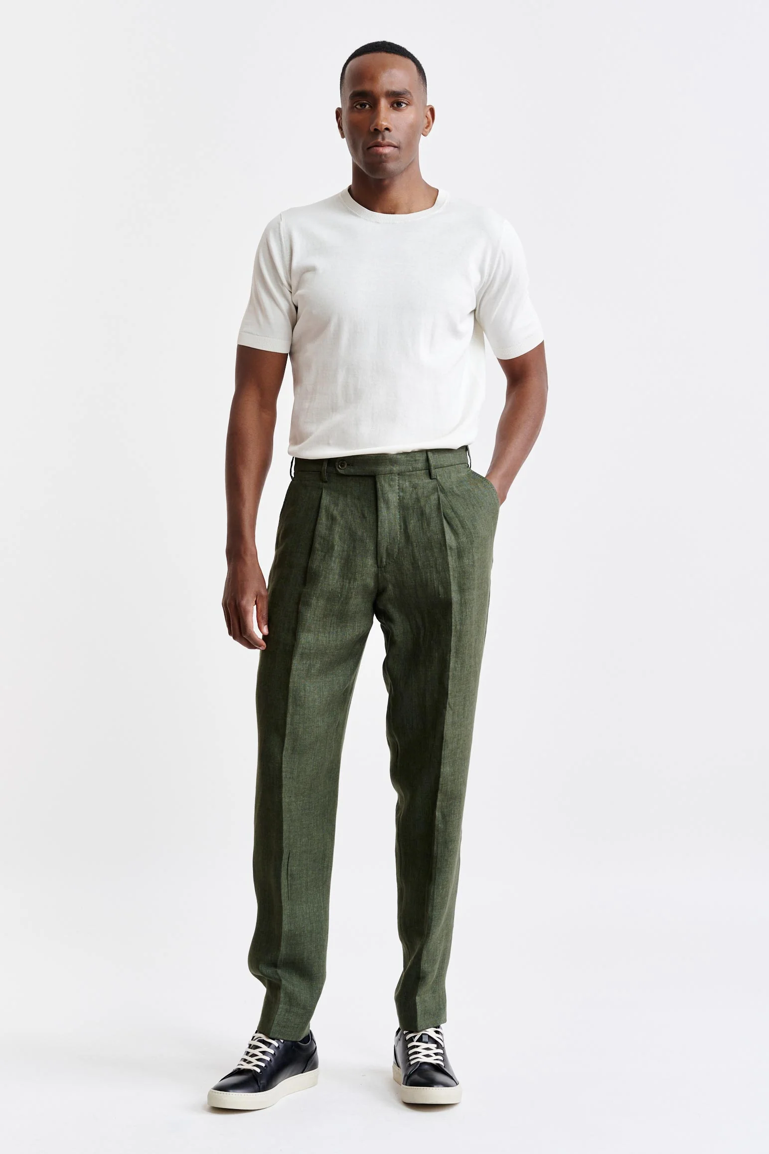 Green 100% Linen Xander Trousers Pure Linen
