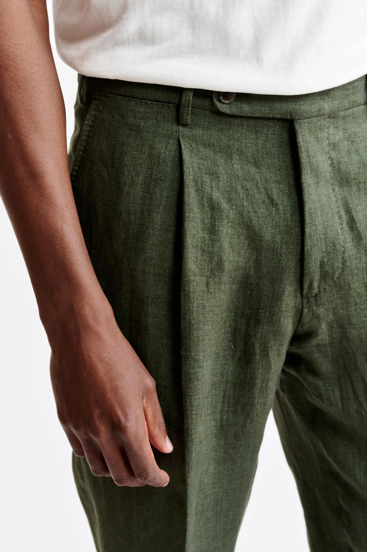 Green 100% Linen Xander Trousers Pure Linen - Image 4