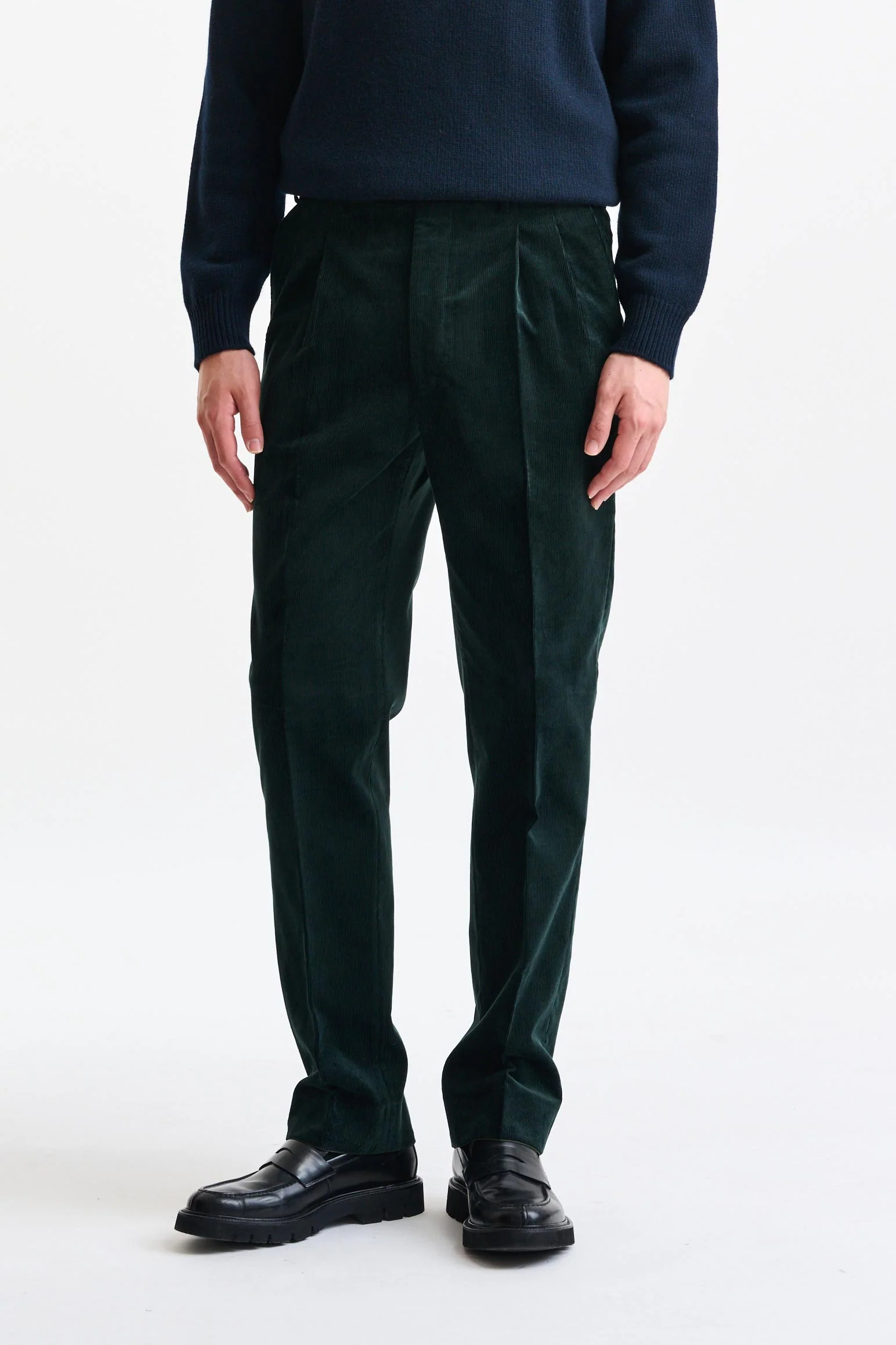 Green Cashmere and Cotton Farley Trousers Corduroy