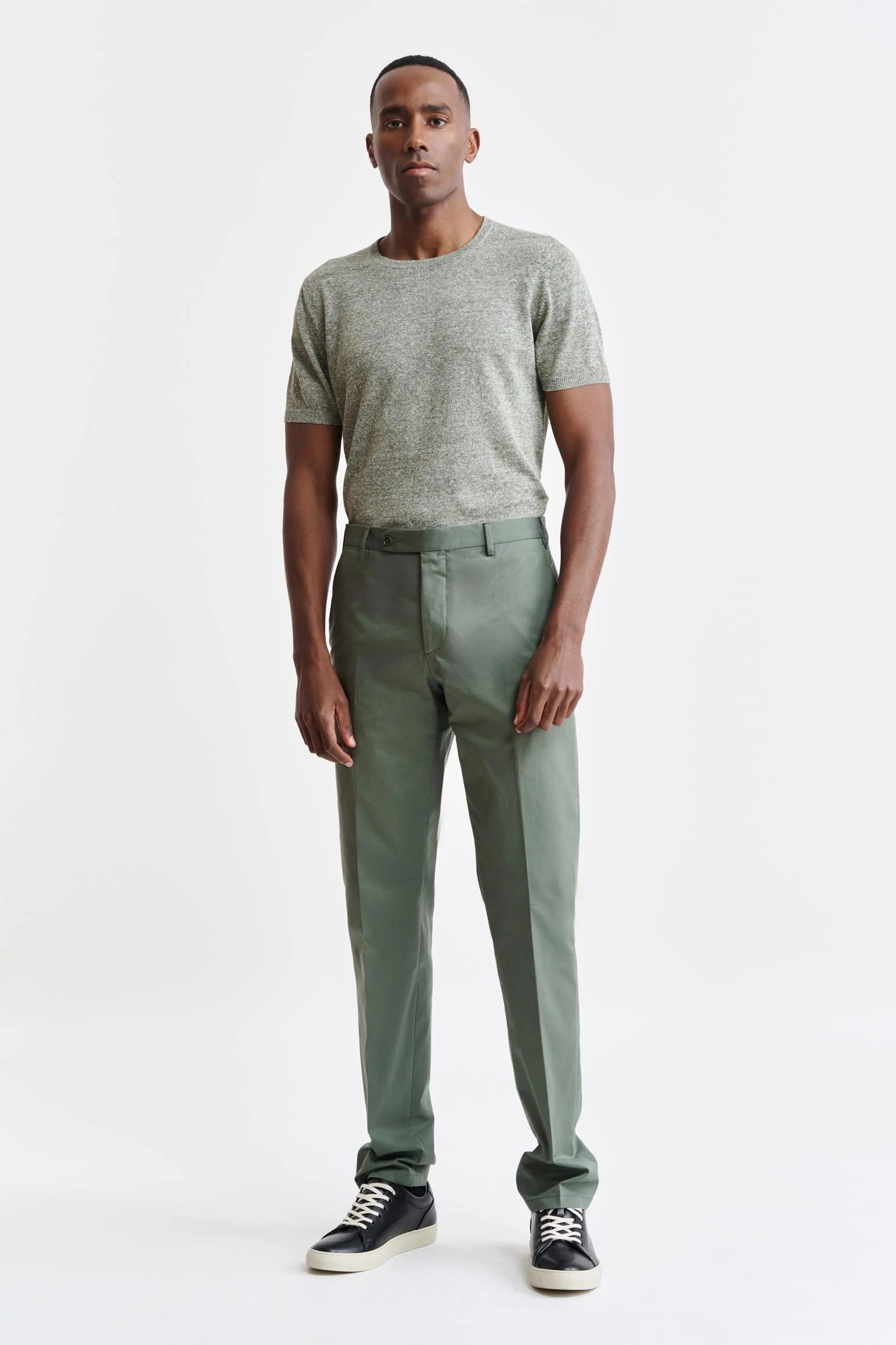 Green Cotton Xander Trousers Cashmere Cotton - Image 2
