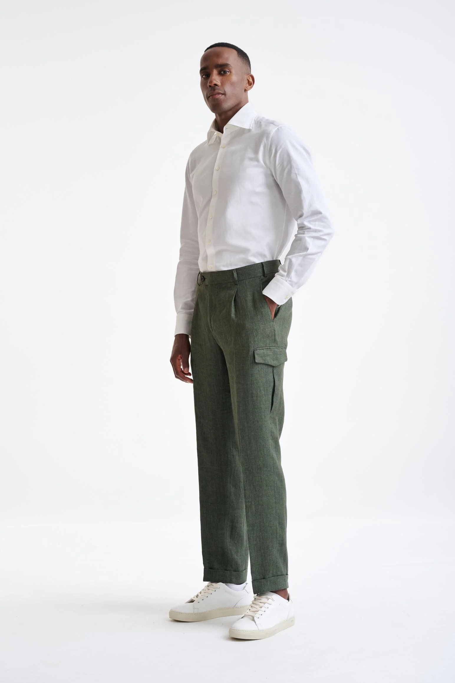 Green Linen Farley Trousers Pure Linen - Image 2
