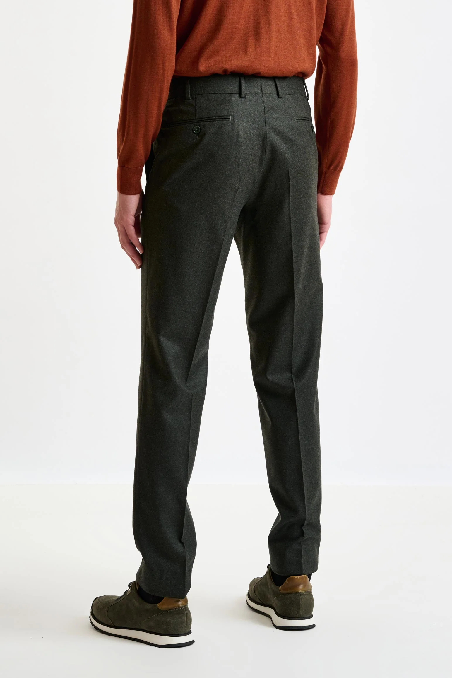 Green Super 100's Wool Kenton Suit Flannel Saxony - Image 12