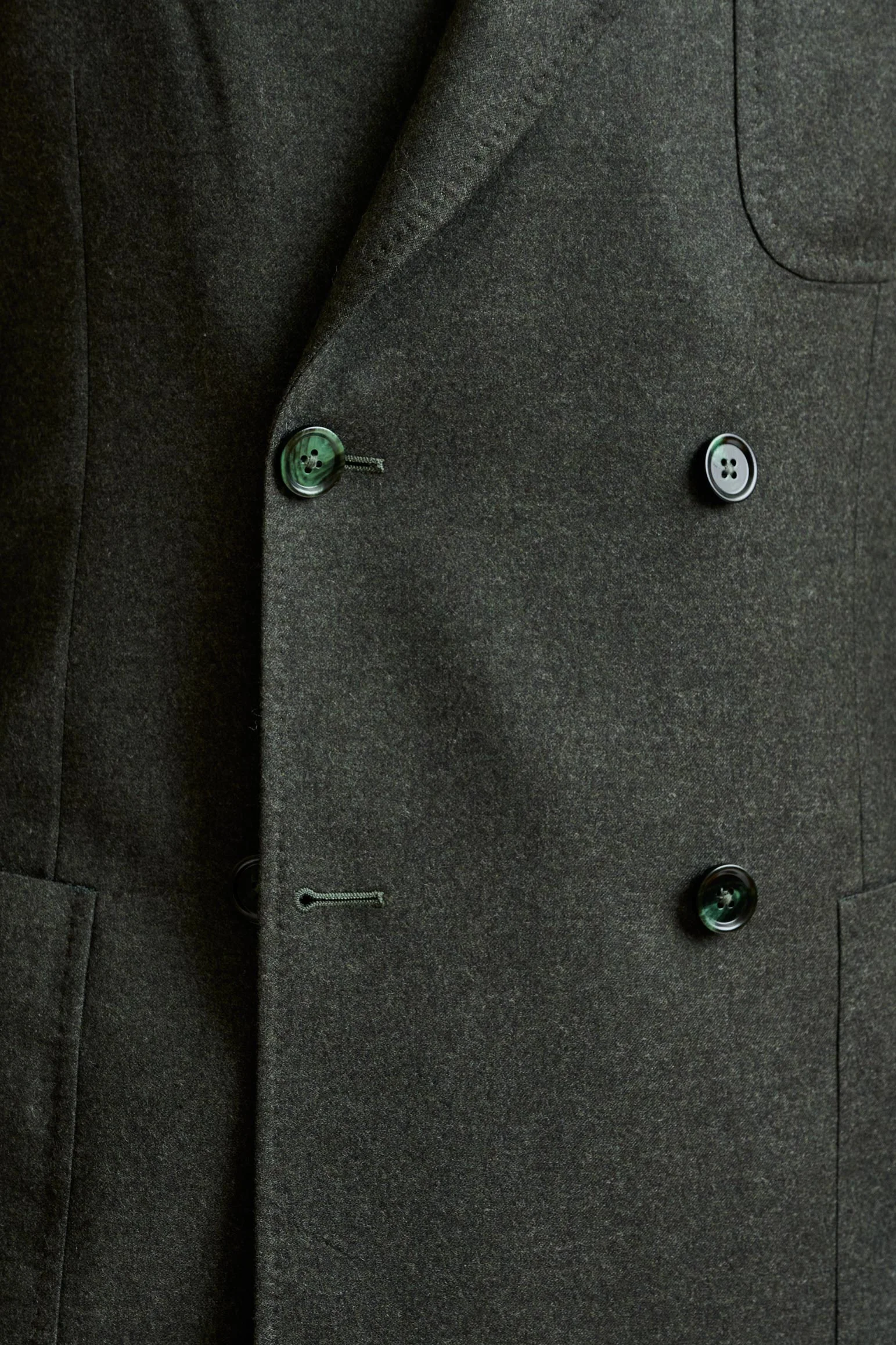 Green Super 100's Wool Kenton Suit Flannel Saxony - Image 3
