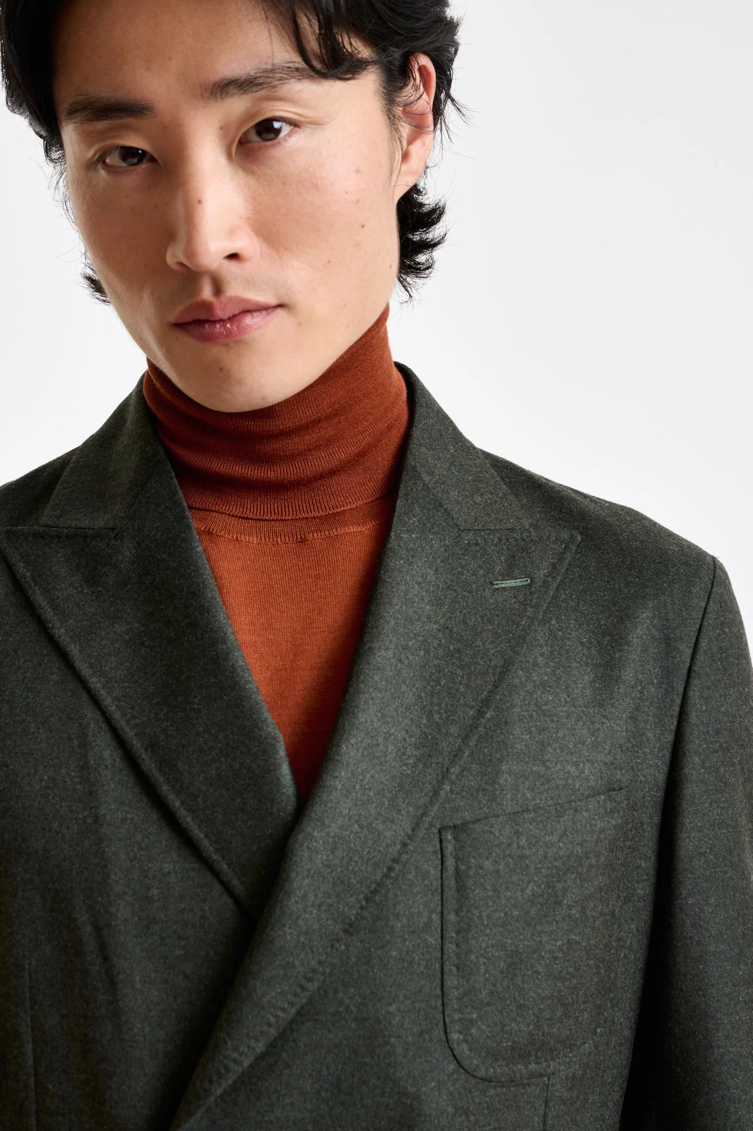 Green Super 100's Wool Kenton Suit Flannel Saxony - Image 6