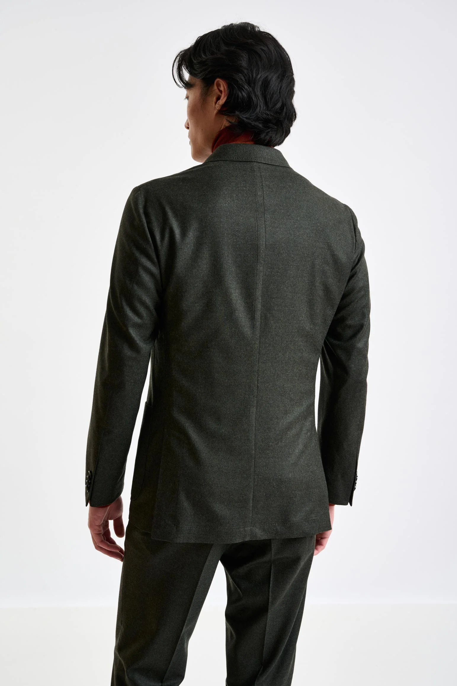 Green Super 100's Wool Kenton Suit Flannel Saxony - Image 7