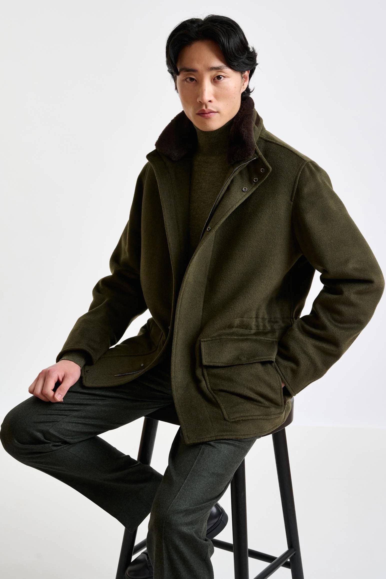 Green Wool Dartmoor Field Jacket Zeus - Image 8