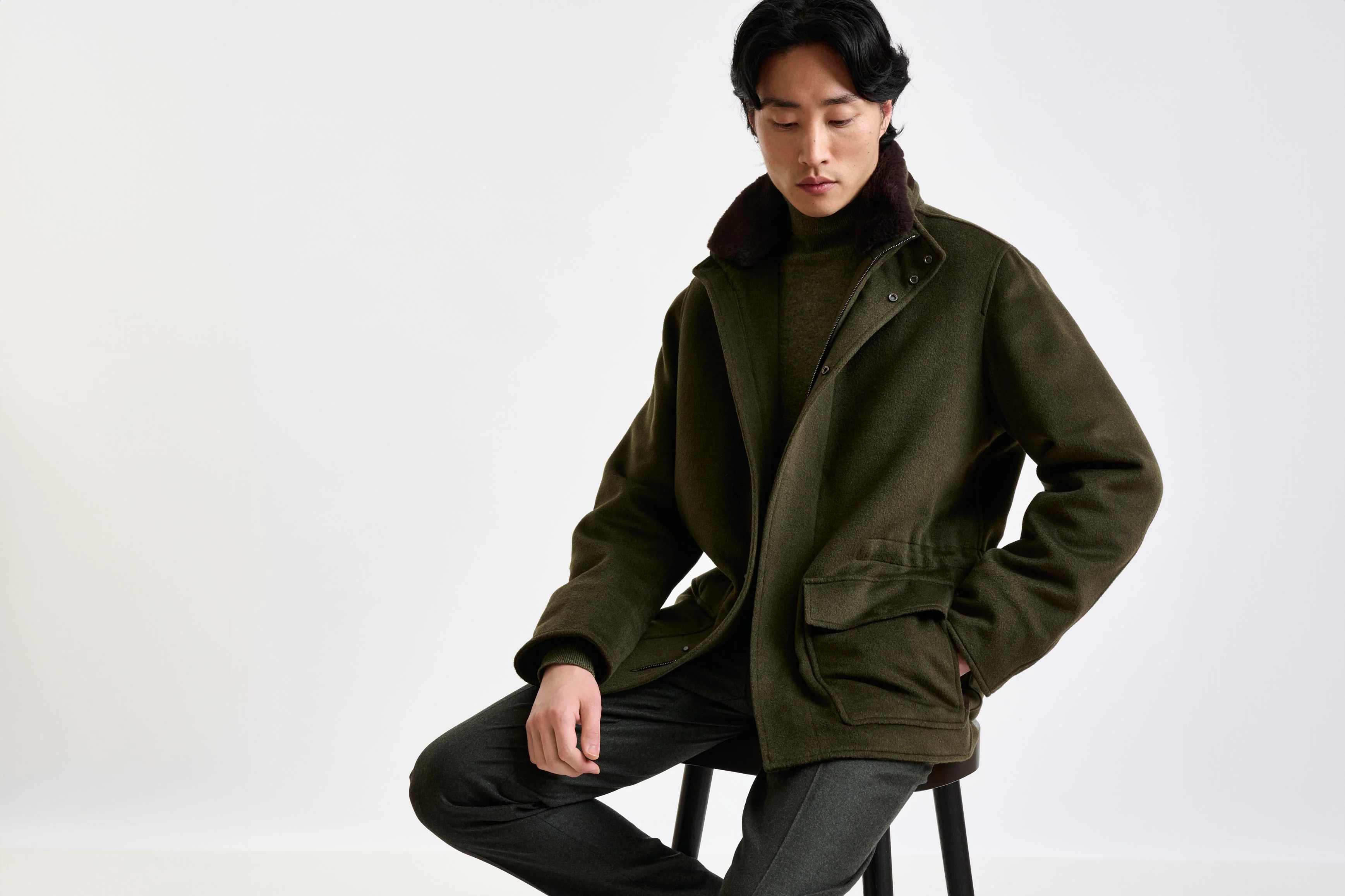 Green Wool Dartmoor Field Jacket Zeus - Image 9
