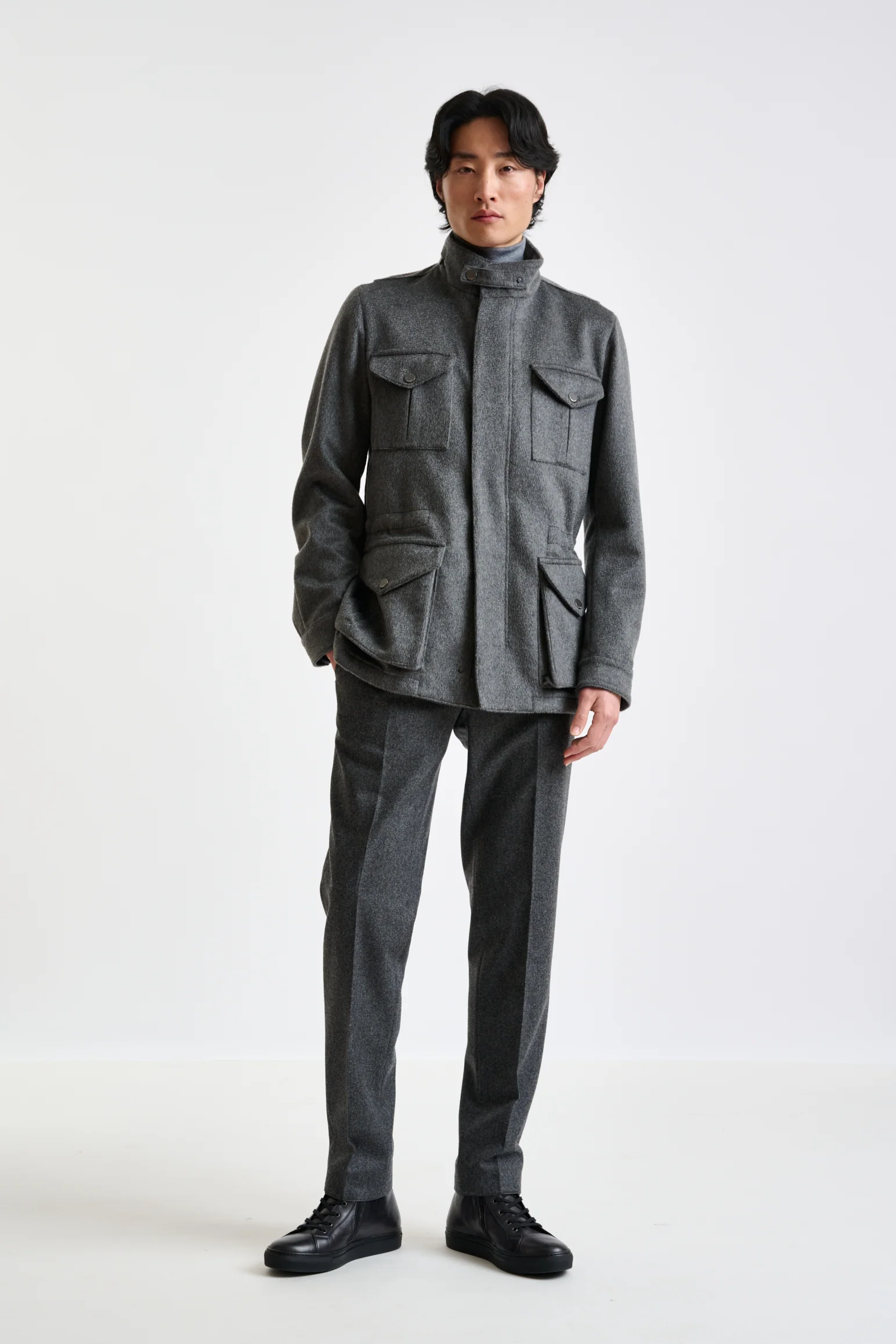 Grey 100% Cashmere Dartmoor Field Jacket Zeus - Image 2