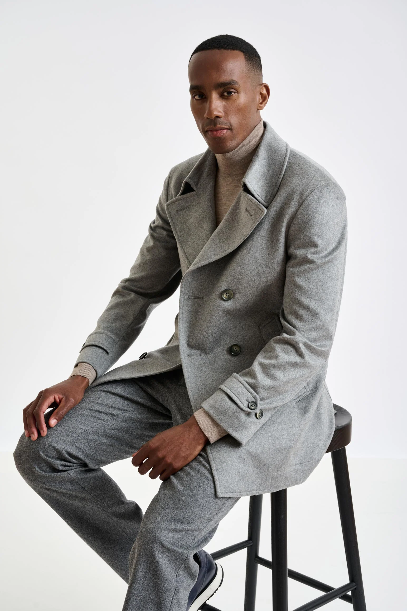 Grey 100% Cashmere Nelson Peacoat Zeus - Image 3