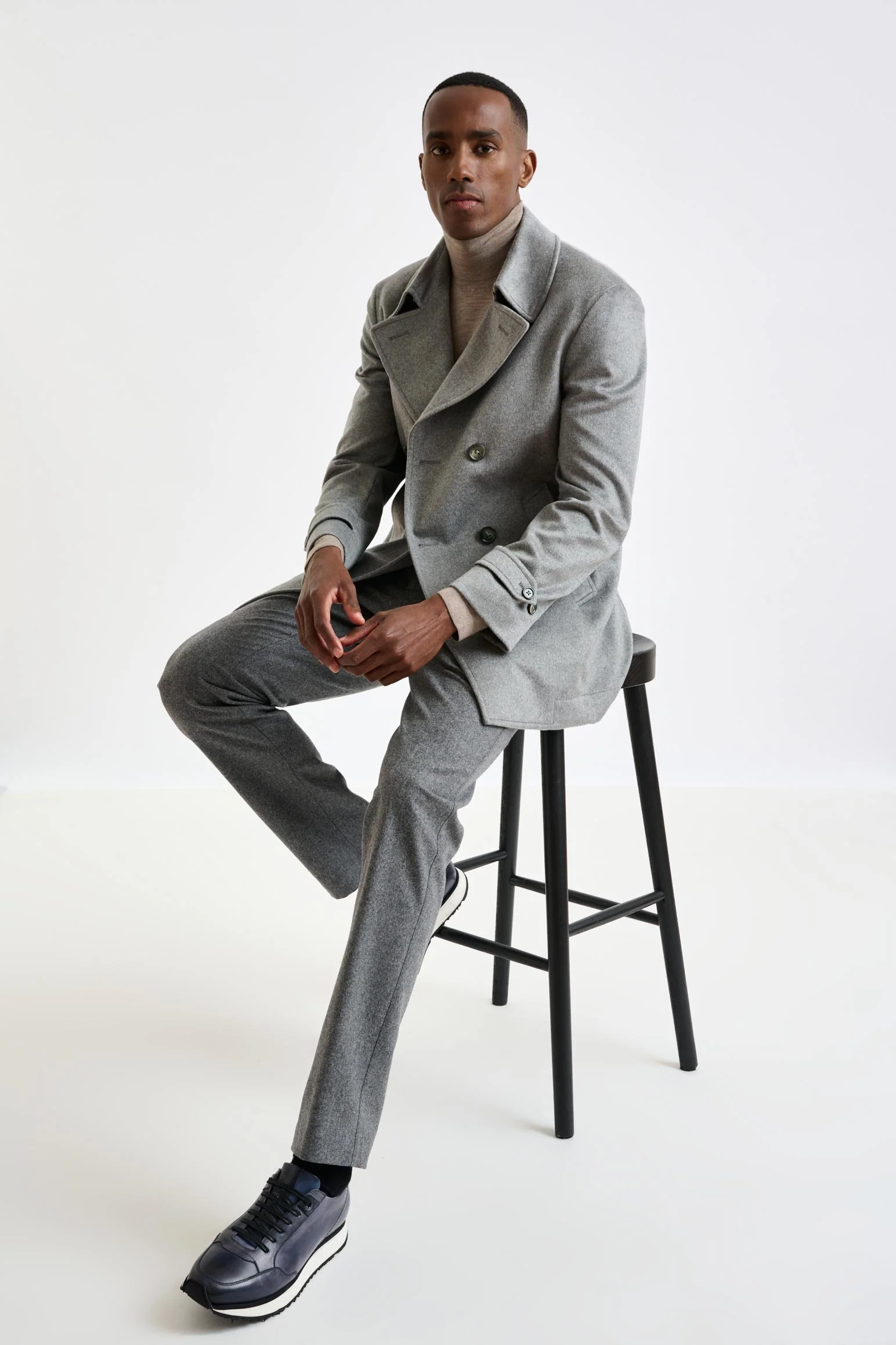 Grey 100% Cashmere Nelson Peacoat Zeus - Image 9