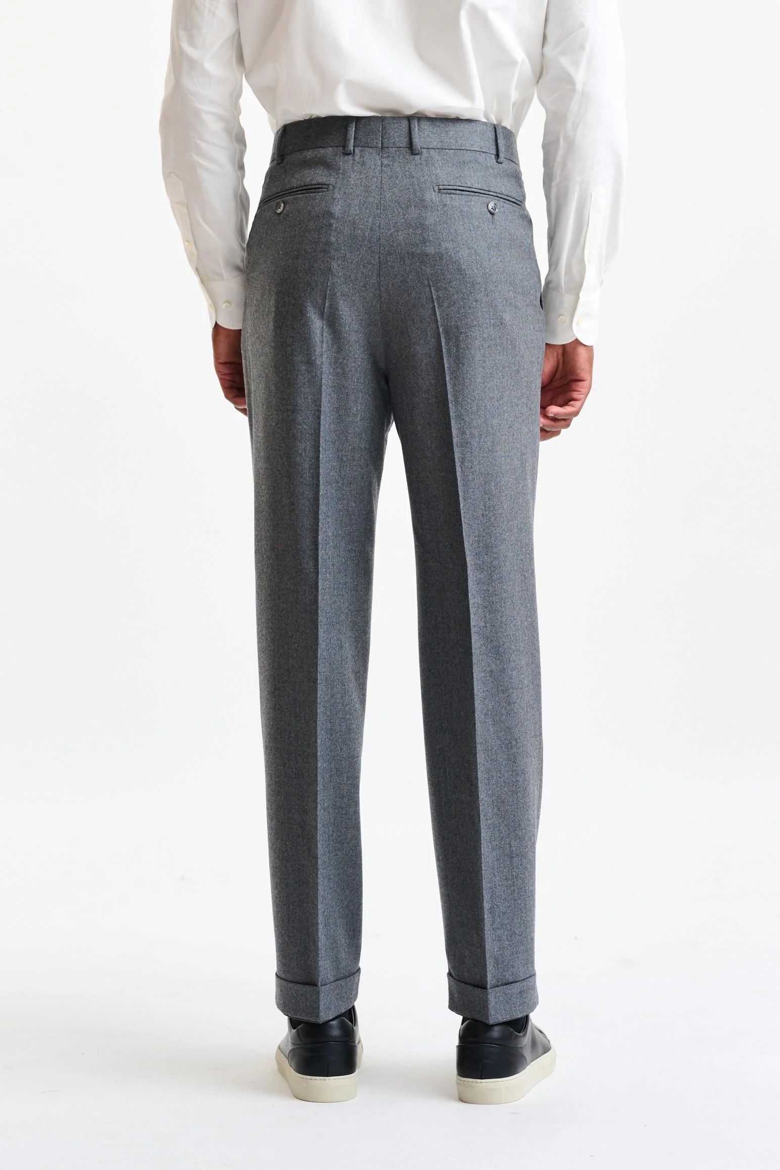 Light Grey 100% Wool Farley Trousers Flannel & Saxony - Image 5
