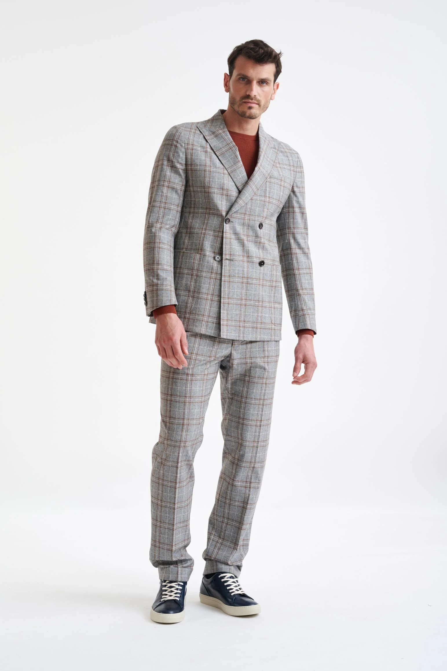 Grey Brown Check Wool & Cotton Kenton Jacket Lifestyle - Image 5