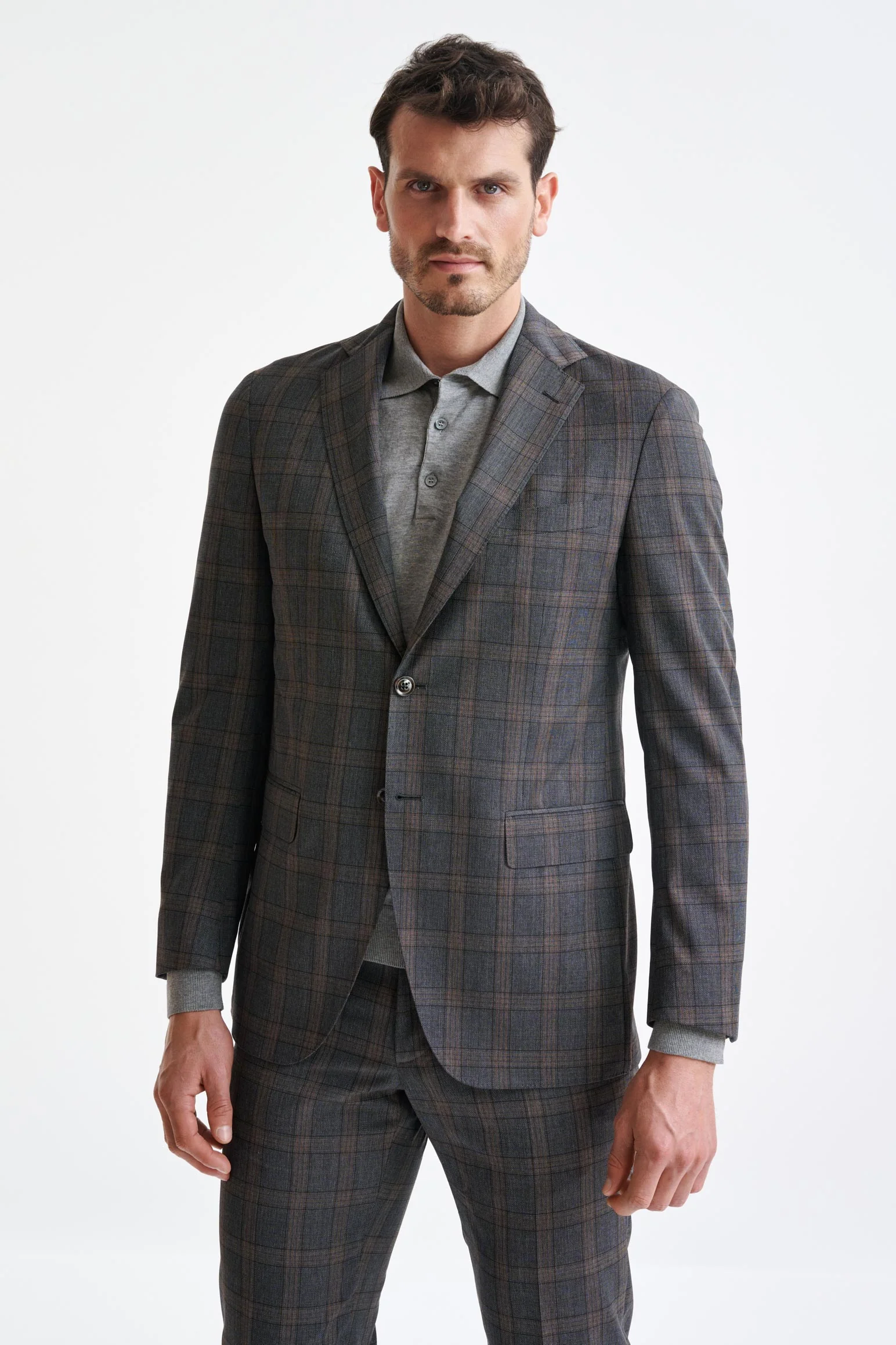 Grey Brown Check Wool Kenton Jacket Lifestyle