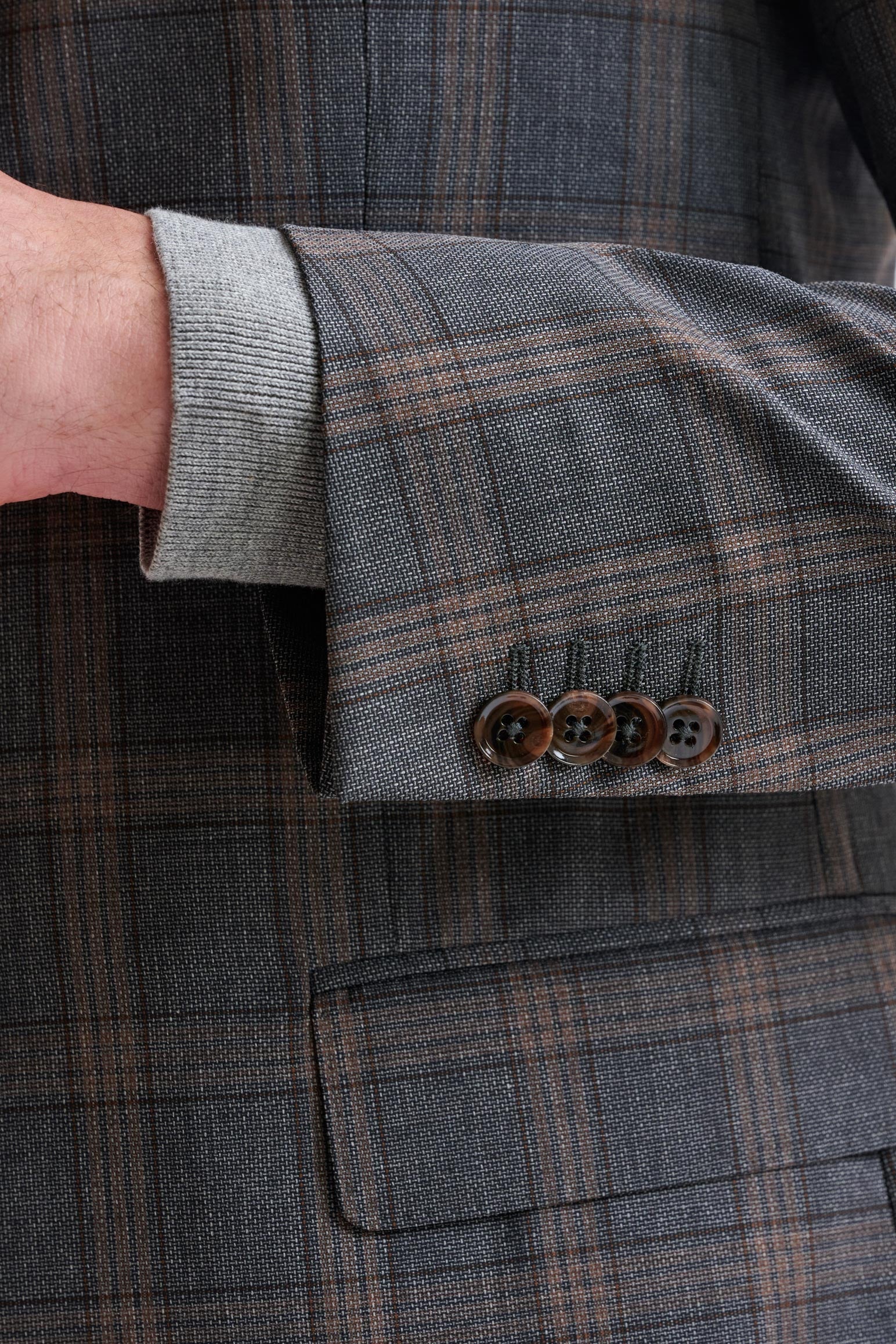 Grey Brown Check Wool Kenton Jacket Lifestyle - Image 2