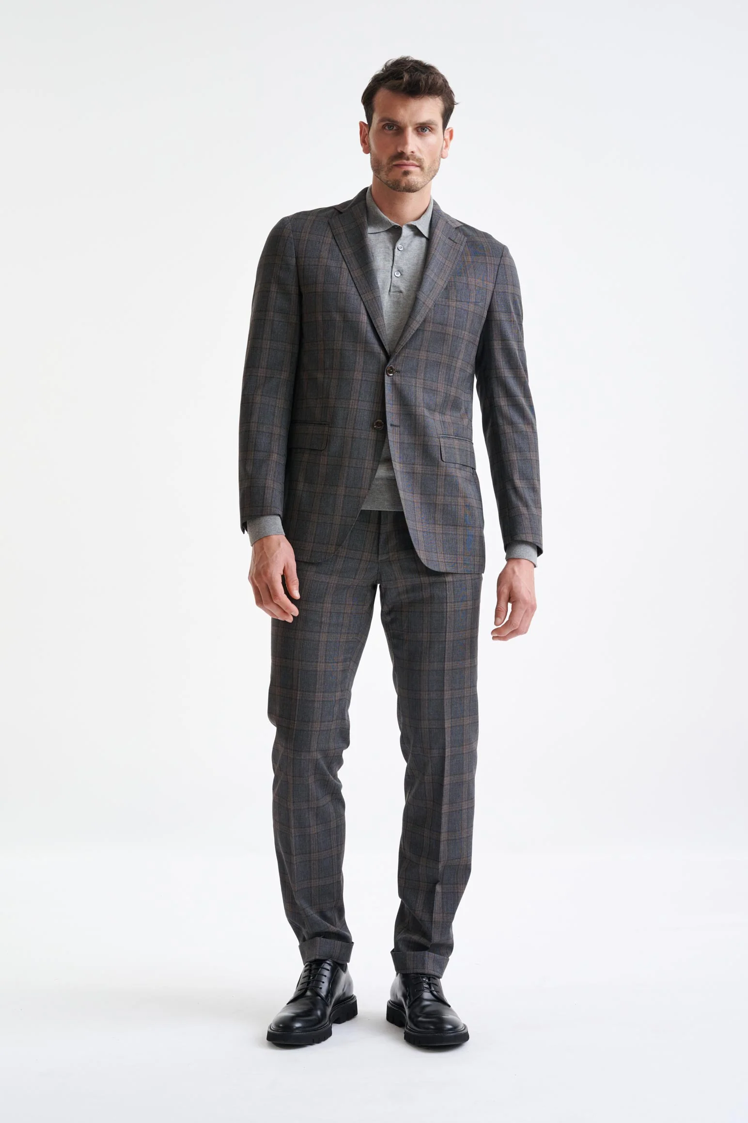 Grey Brown Check Wool Kenton Jacket Lifestyle - Image 6