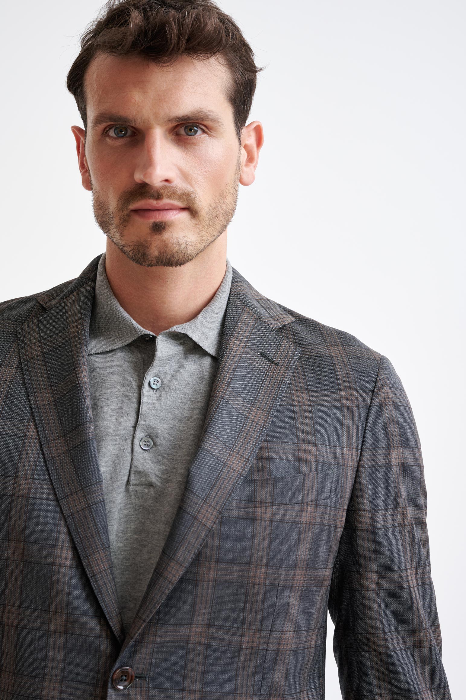 Grey Brown Check Wool Kenton Suit Lifestyle - Image 7