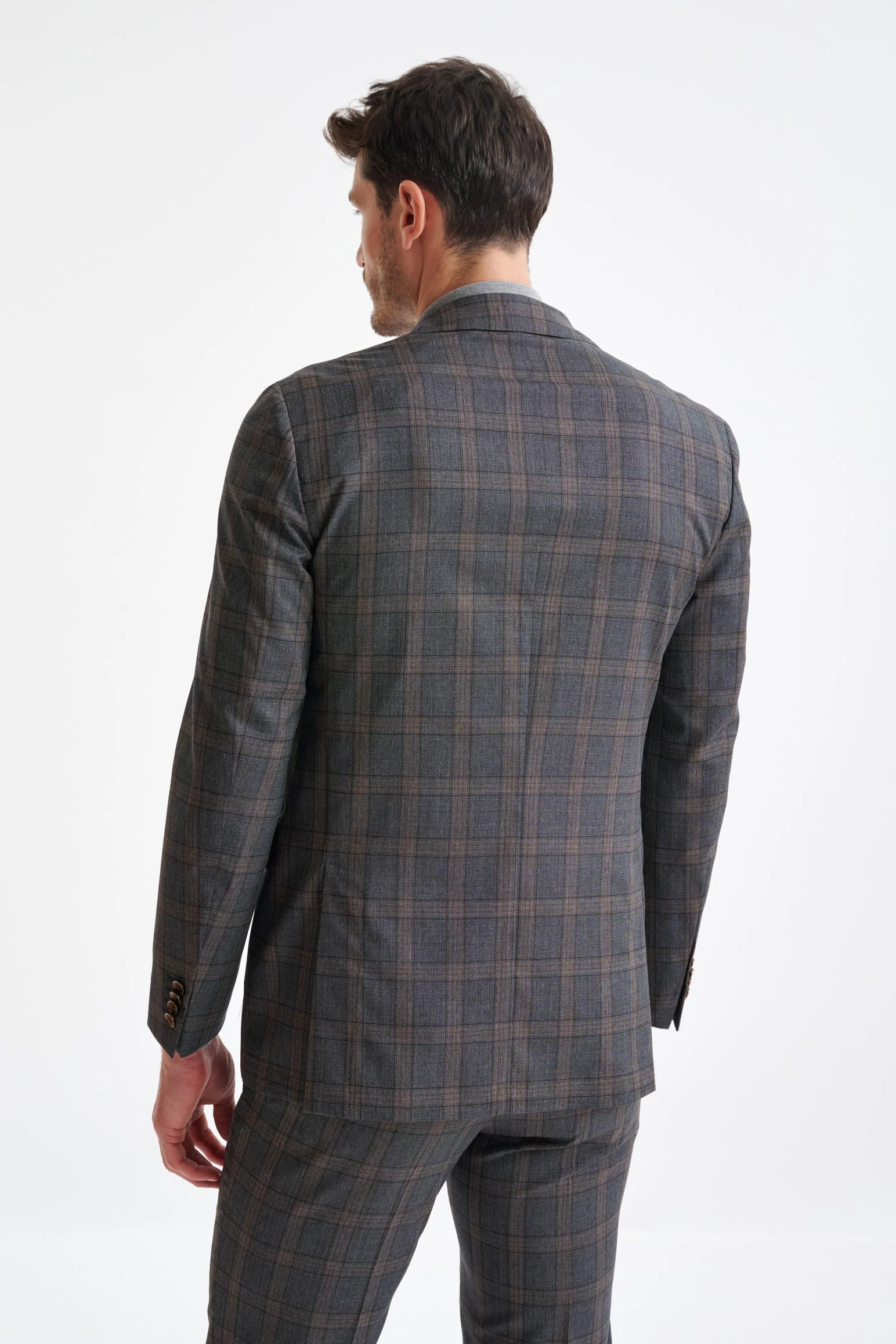 Grey Brown Check Wool Kenton Suit Lifestyle - Image 8