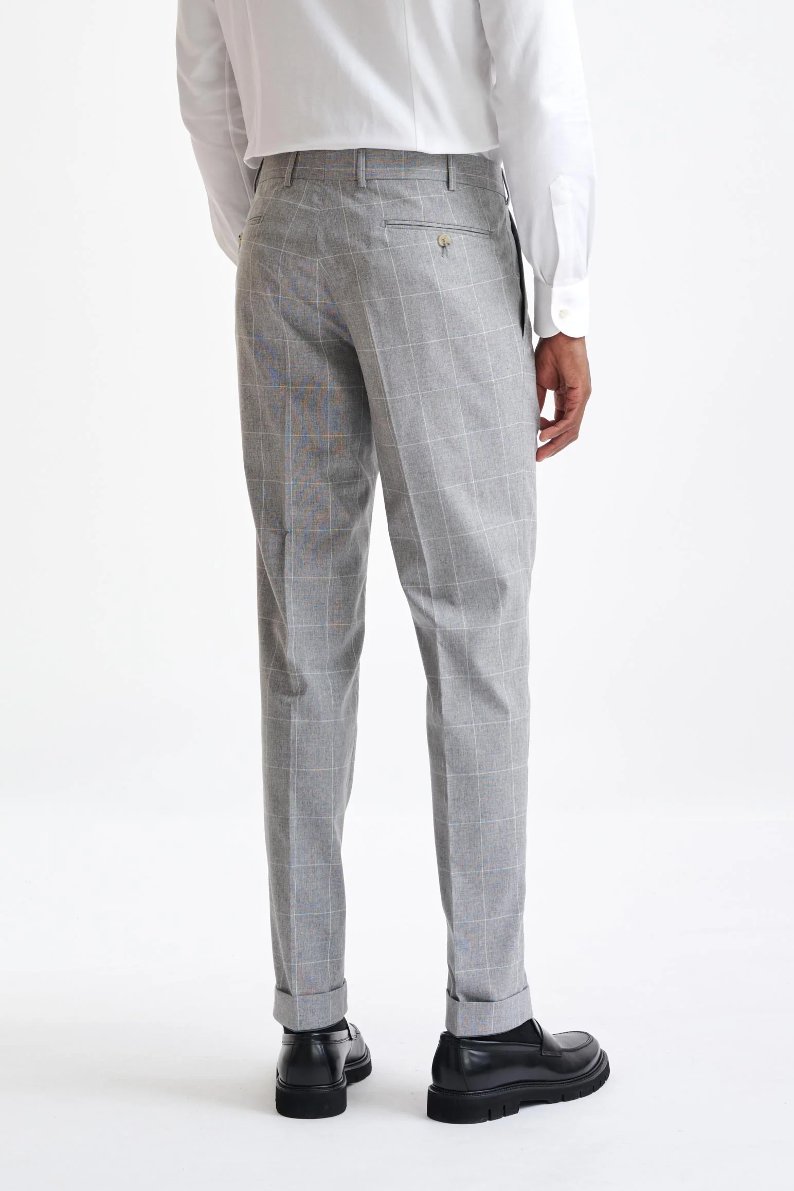 Grey Check Wool & Cotton Farley Trousers Lifestyle - Image 5