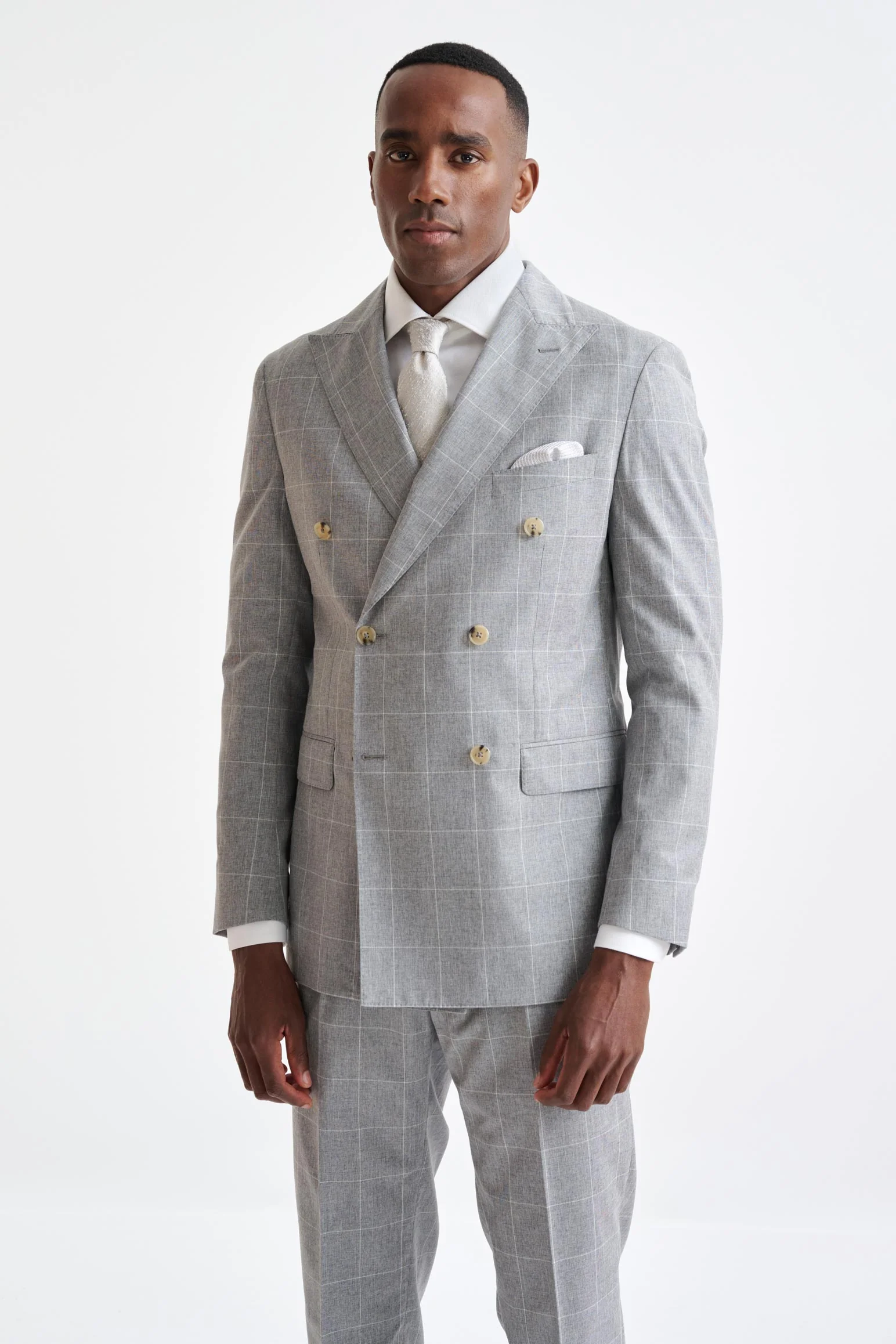 Grey Check Wool & Cotton Kenton Jacket Lifestyle