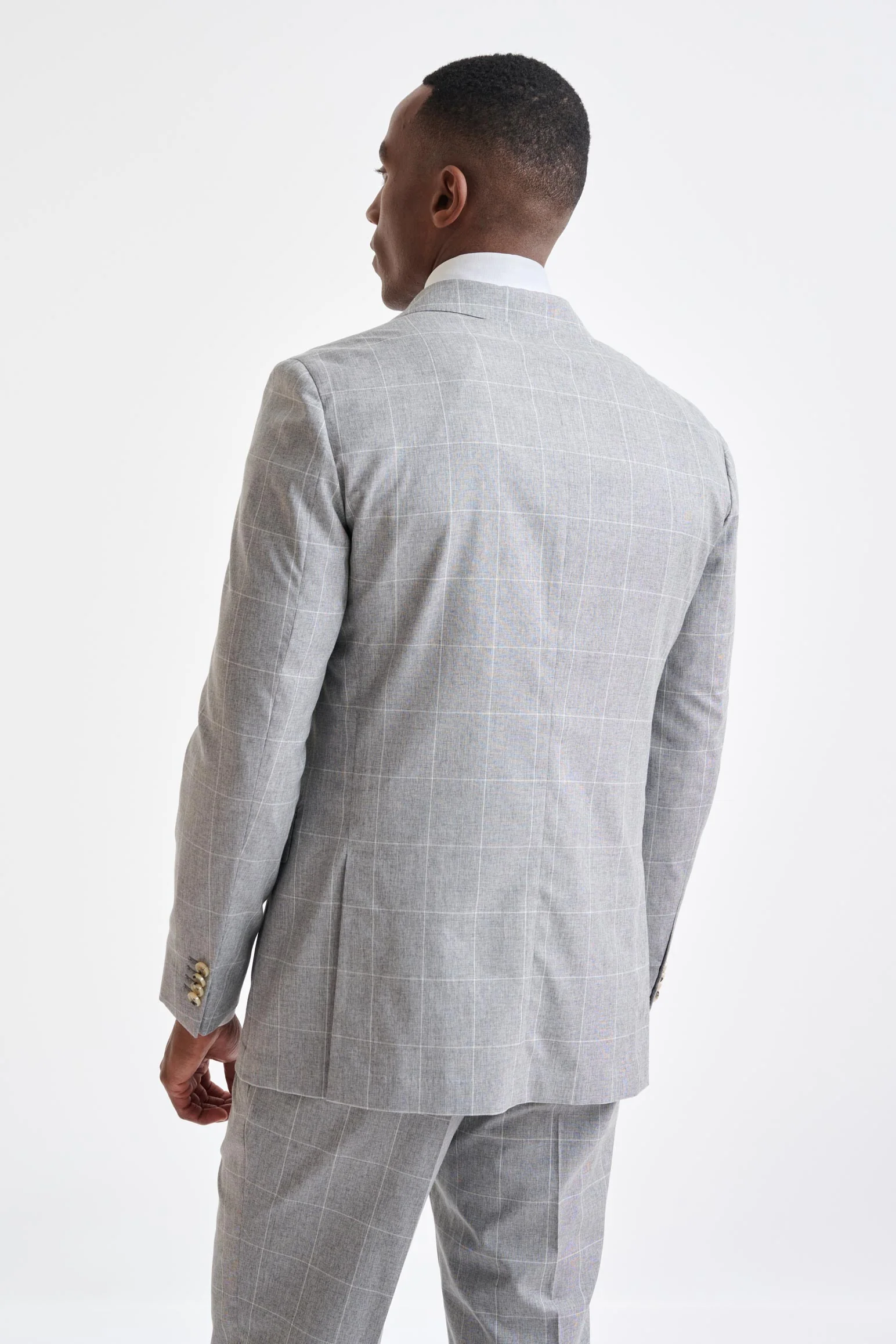 Grey Check Wool & Cotton Kenton Jacket Lifestyle - Image 7