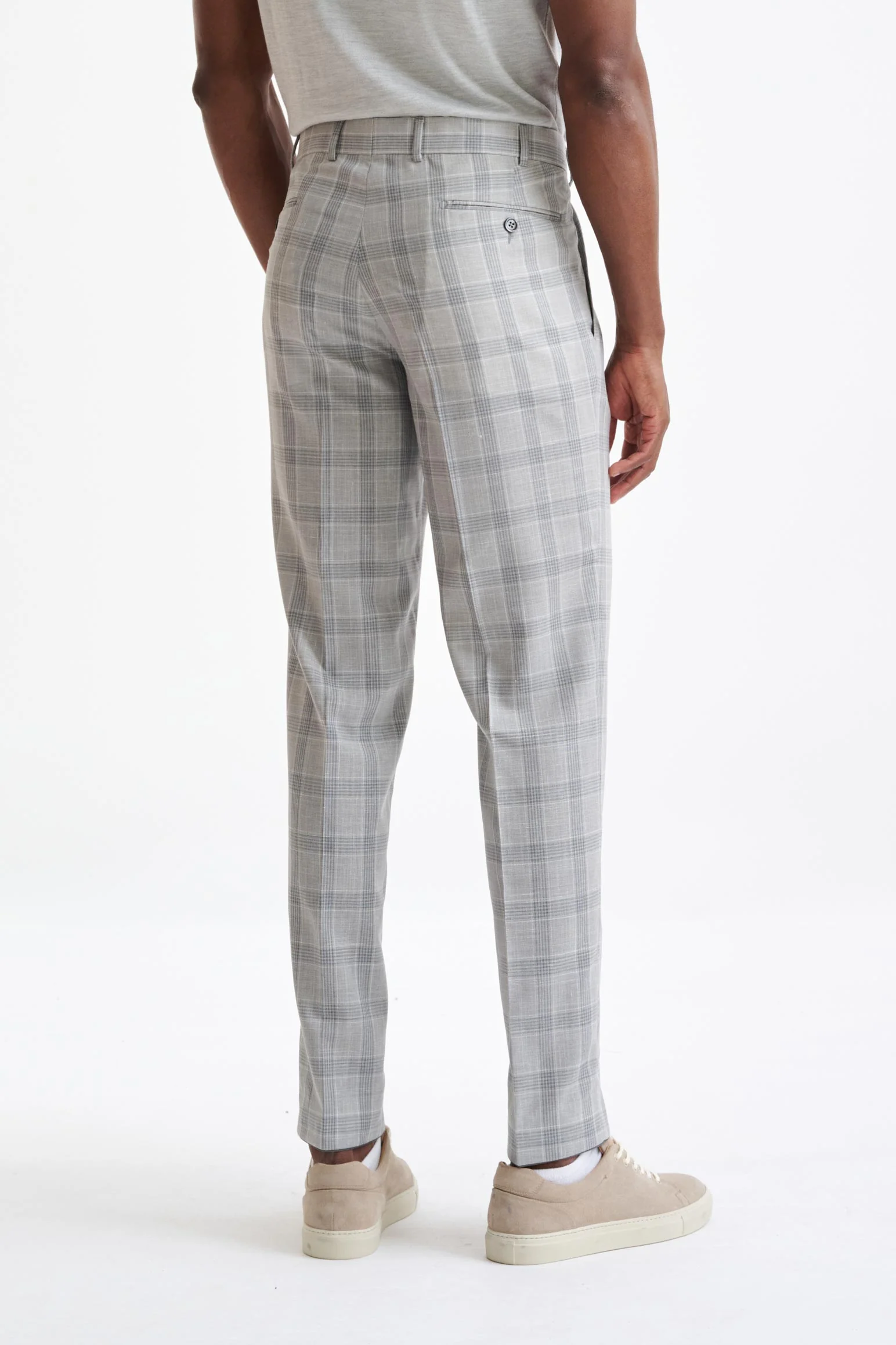 Grey Check Wool & Silk Farley Trousers Lifestyle - Image 5