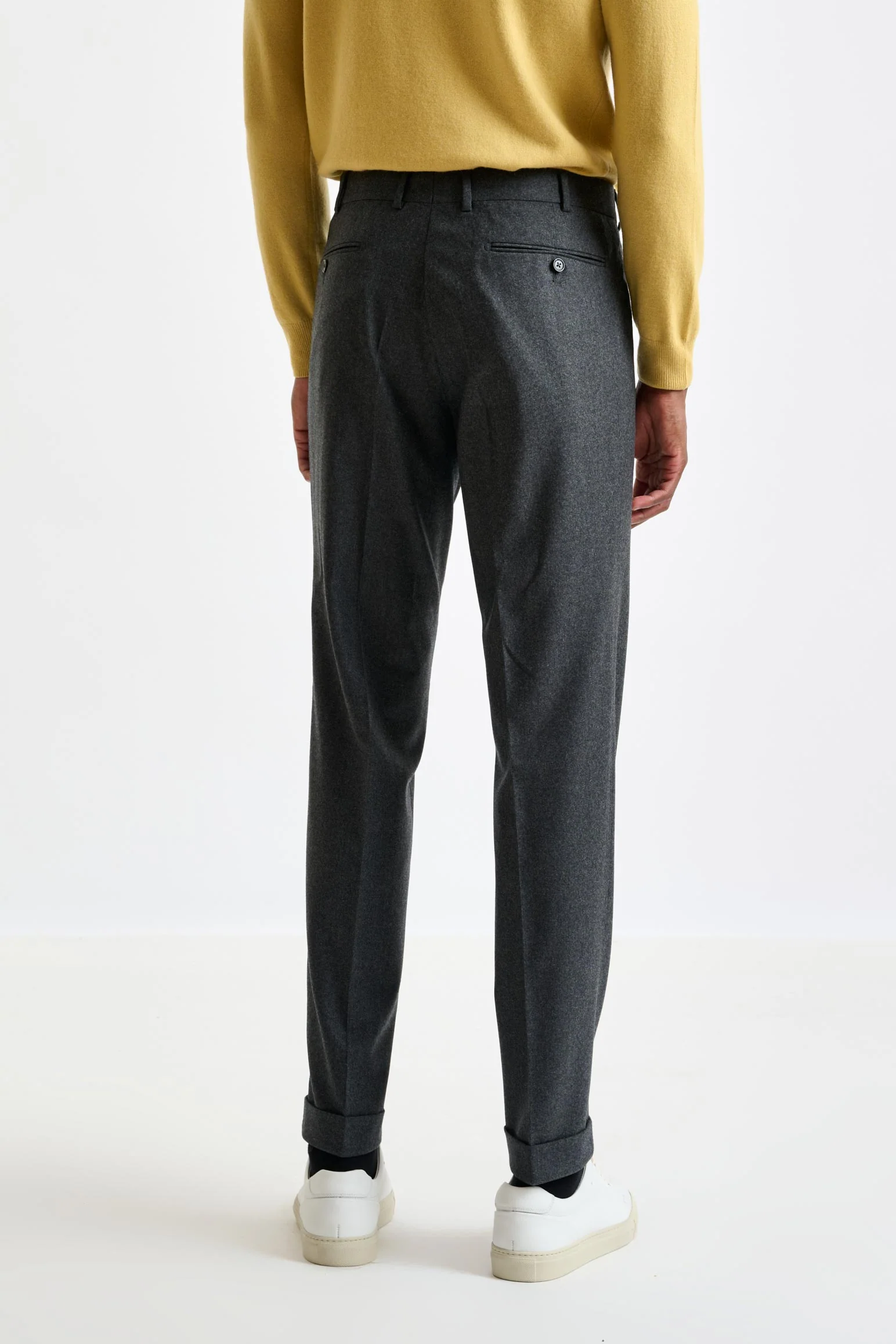 Grey Super 120's Wool Farley Trousers Flannel & Saxony - Image 4
