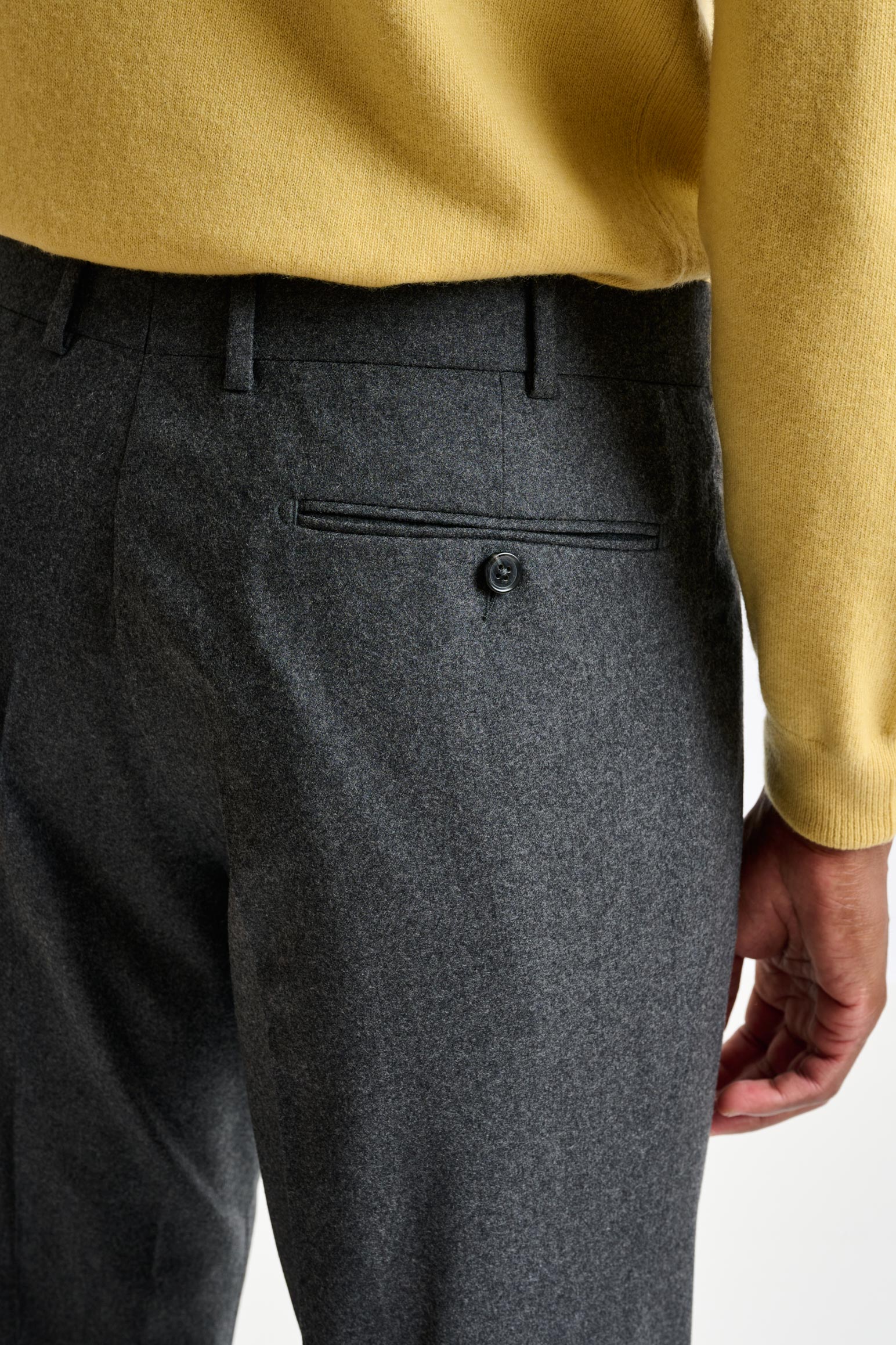 Grey Super 120's Wool Farley Trousers Flannel & Saxony - Image 5