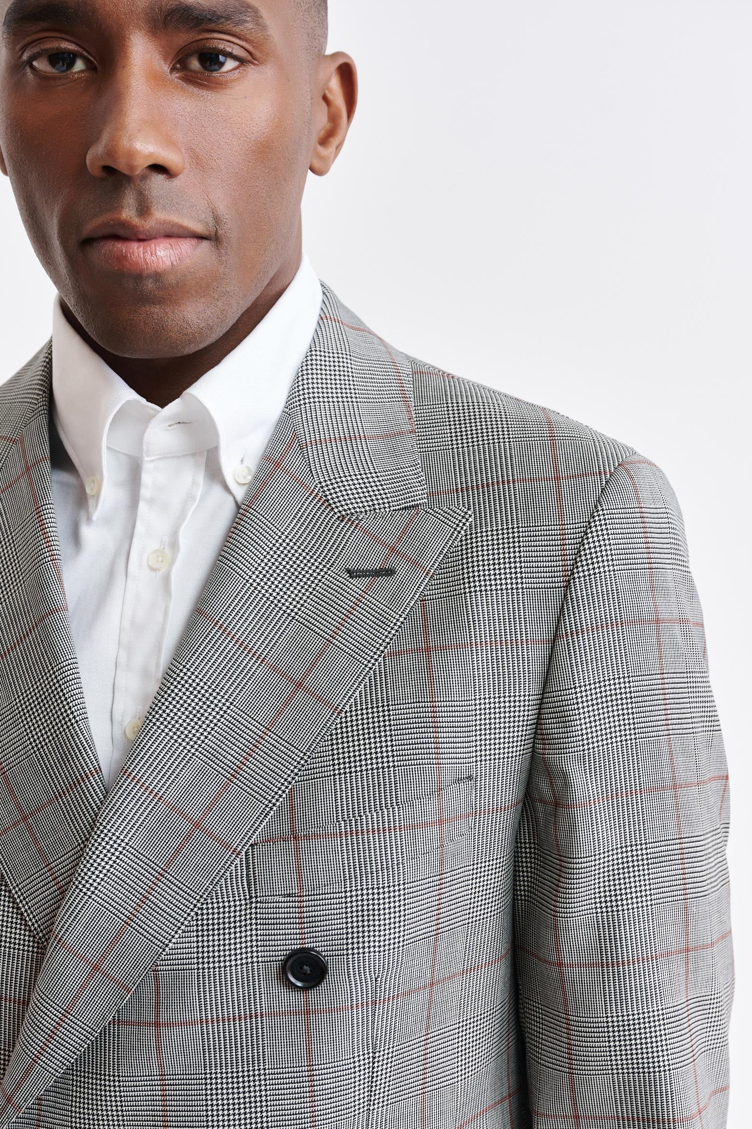 Grey Orange Check 100% Wool Super 100's Soho Jacket Riviera Trend - Image 5