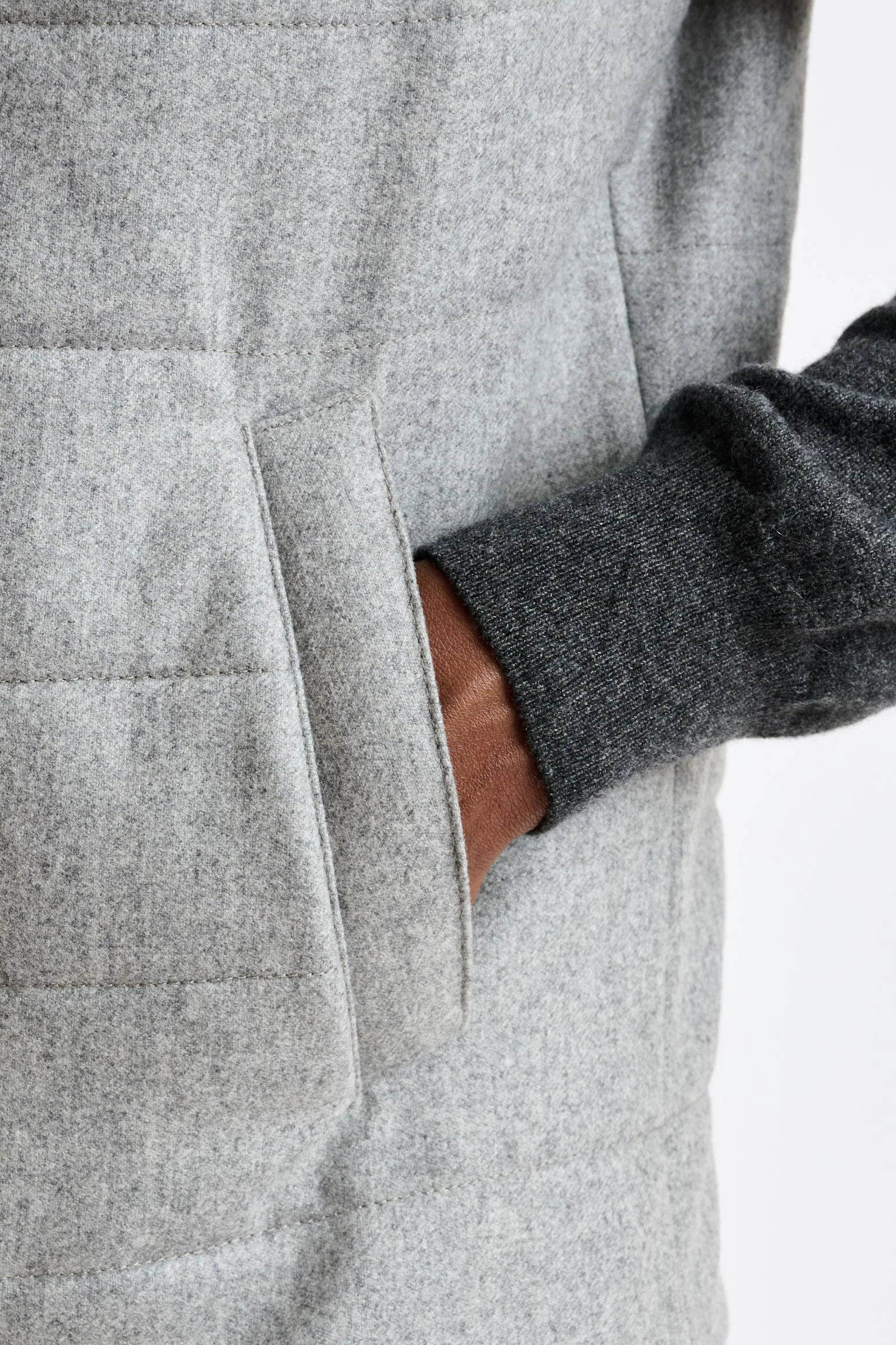 Grey Super 100's Wool Keswick Waistcoat Flannel Saxony - Image 2