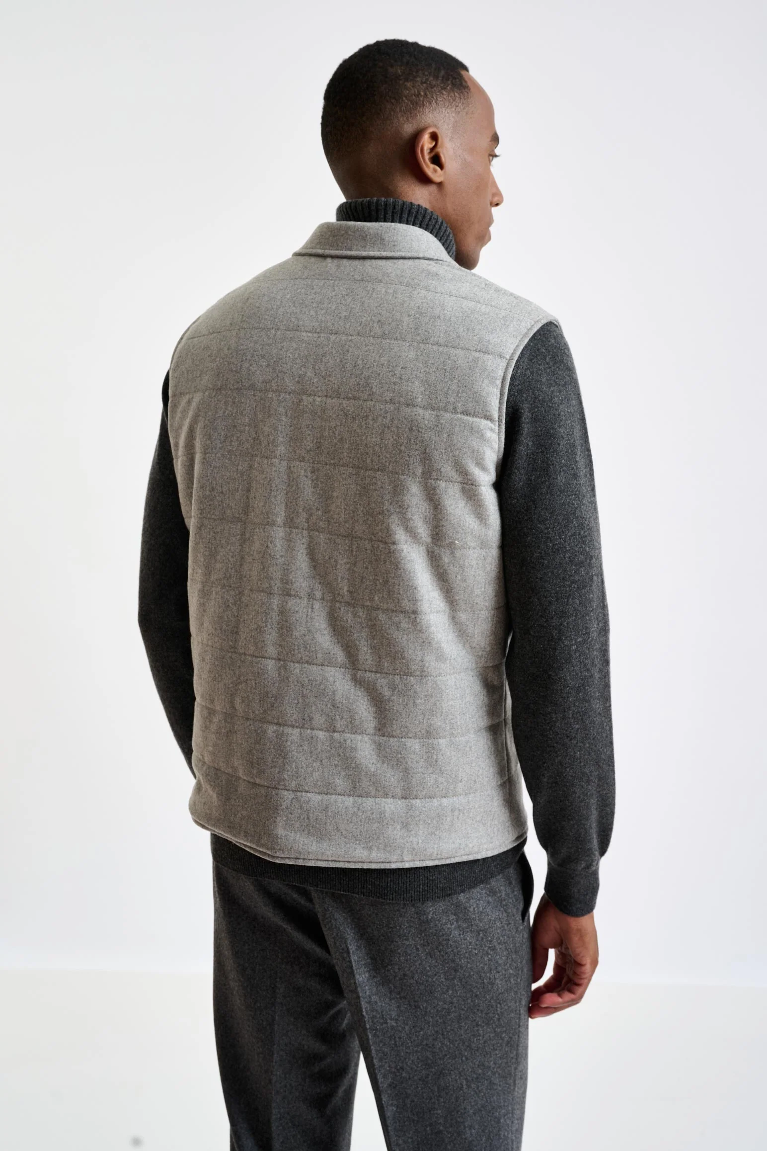 Grey Super 100's Wool Keswick Waistcoat Flannel Saxony - Image 5