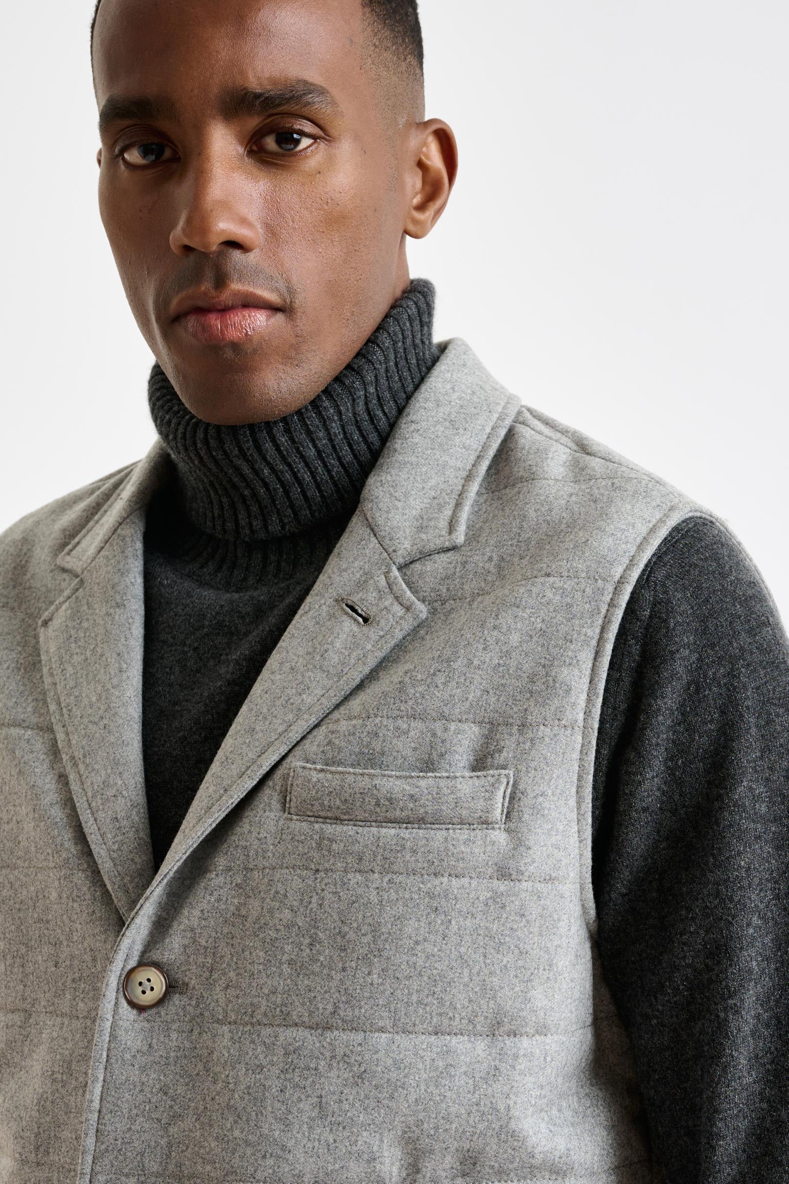 Grey Super 100's Wool Keswick Waistcoat Flannel Saxony - Image 7