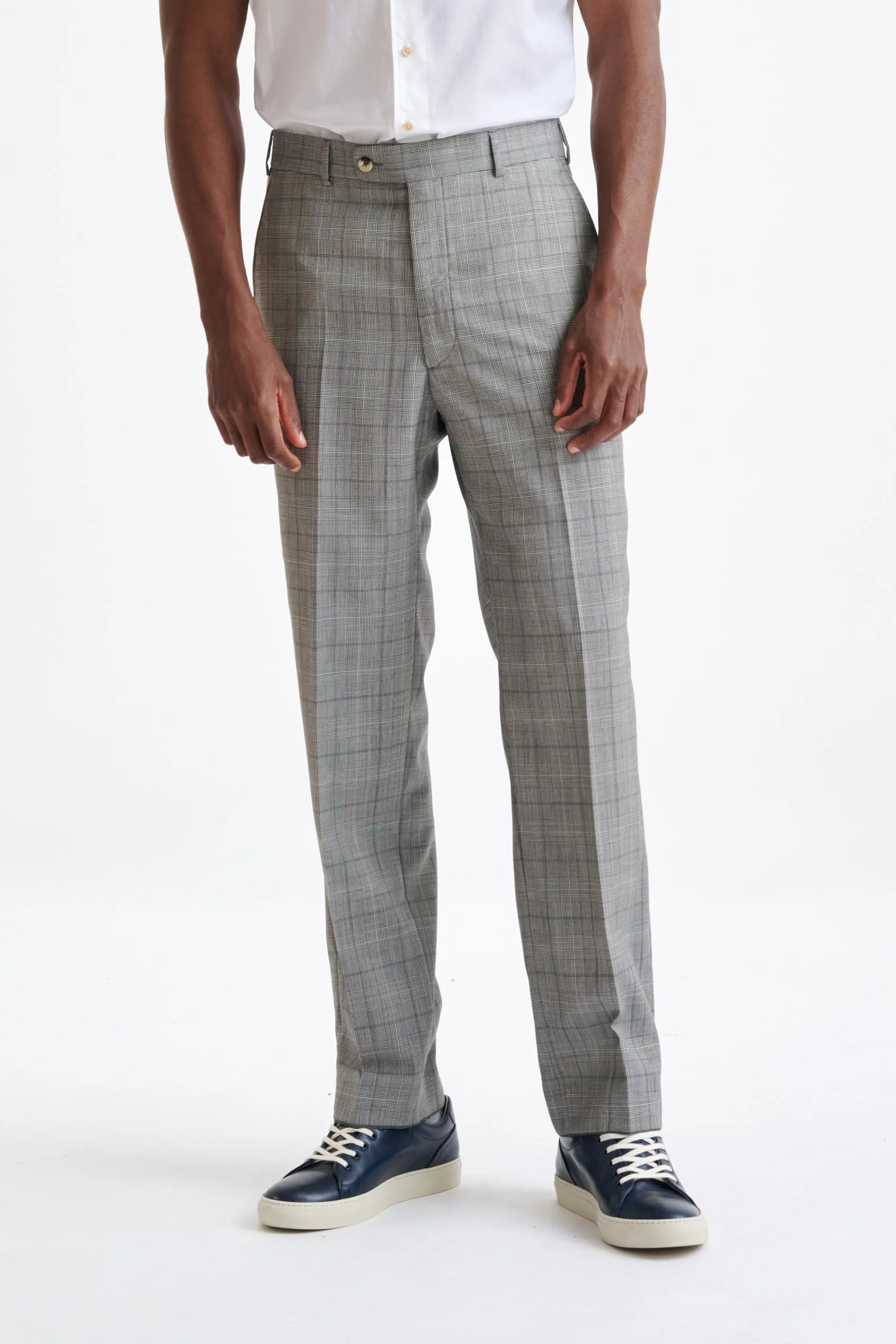 Grey & White Check Wool Farley Trousers Cosmopolitan