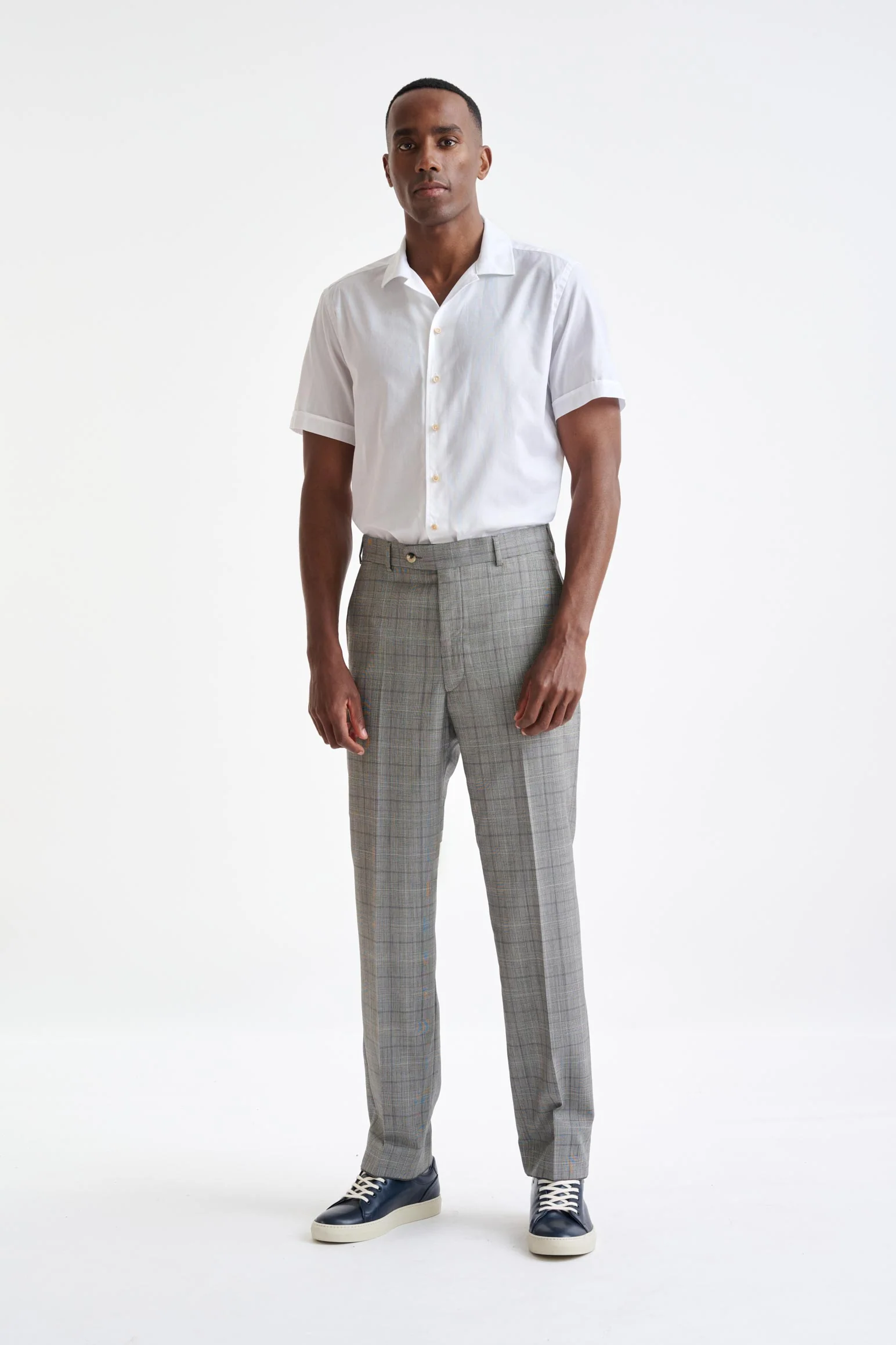 Grey & White Check Wool Farley Trousers Cosmopolitan - Image 2