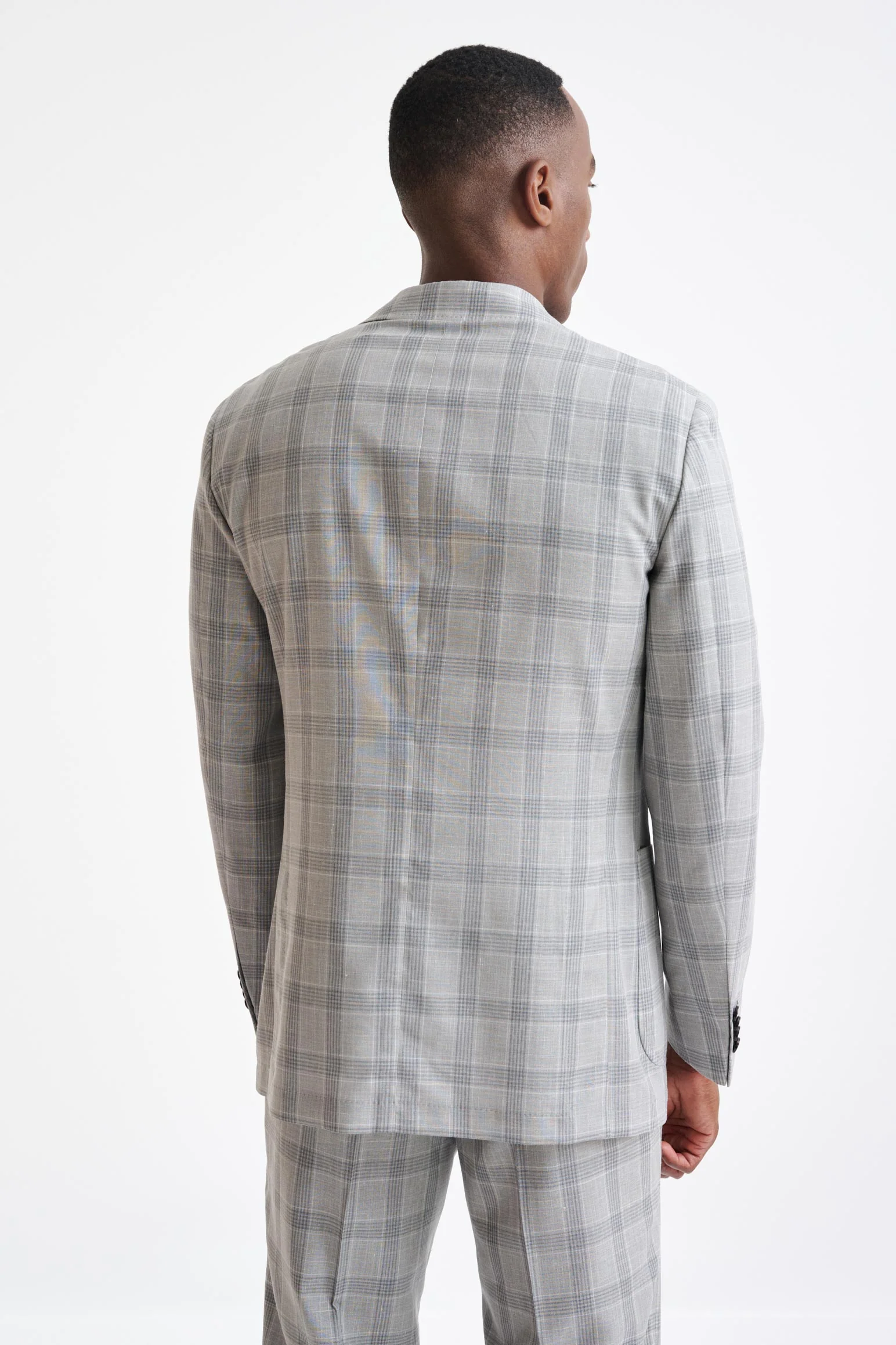 Grey & White Check Wool & Silk Kenton Suit Lifestyle - Image 7