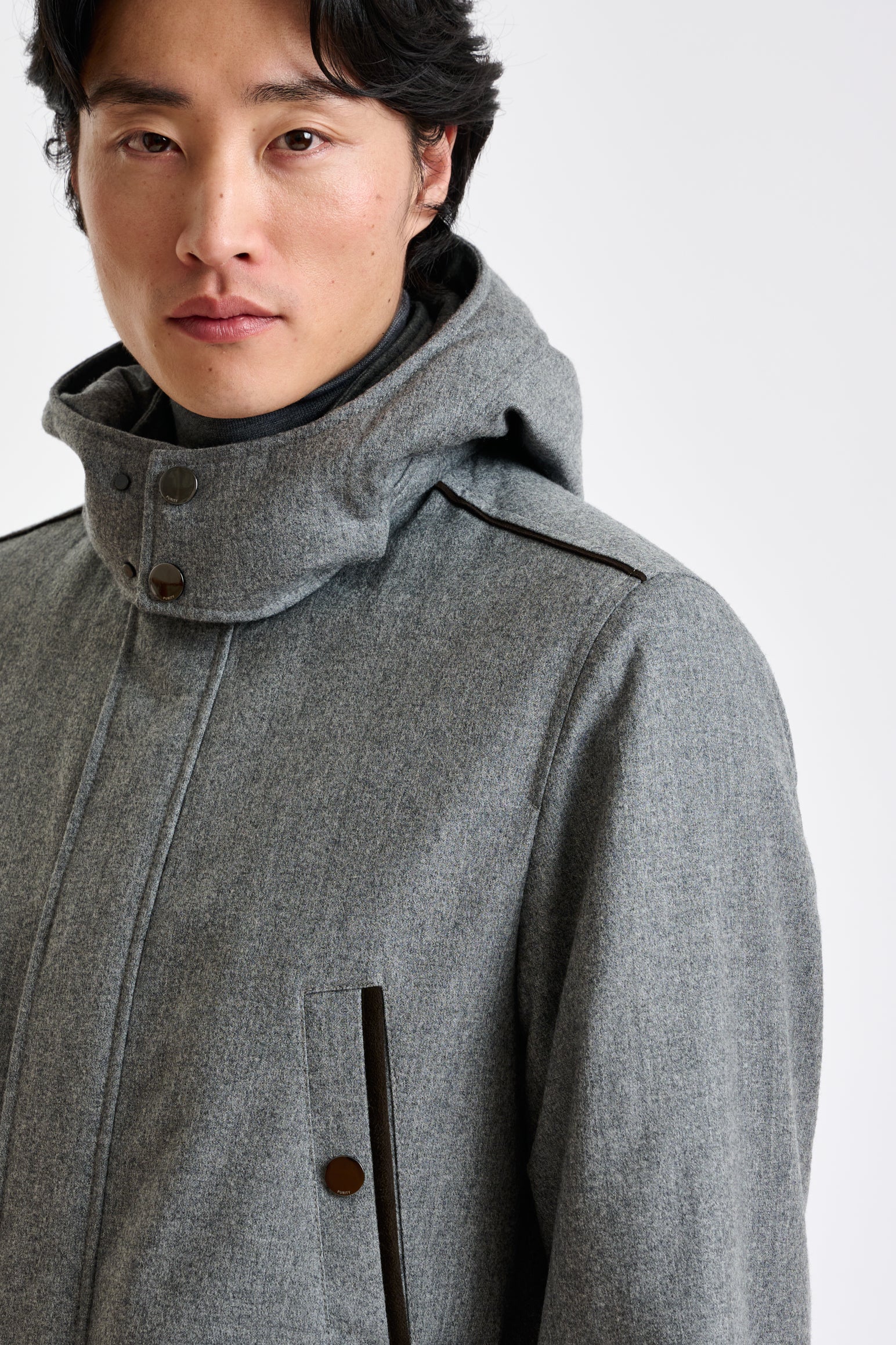 Grey 100% Tech Wool Flannel Bedford Parka - Image 2