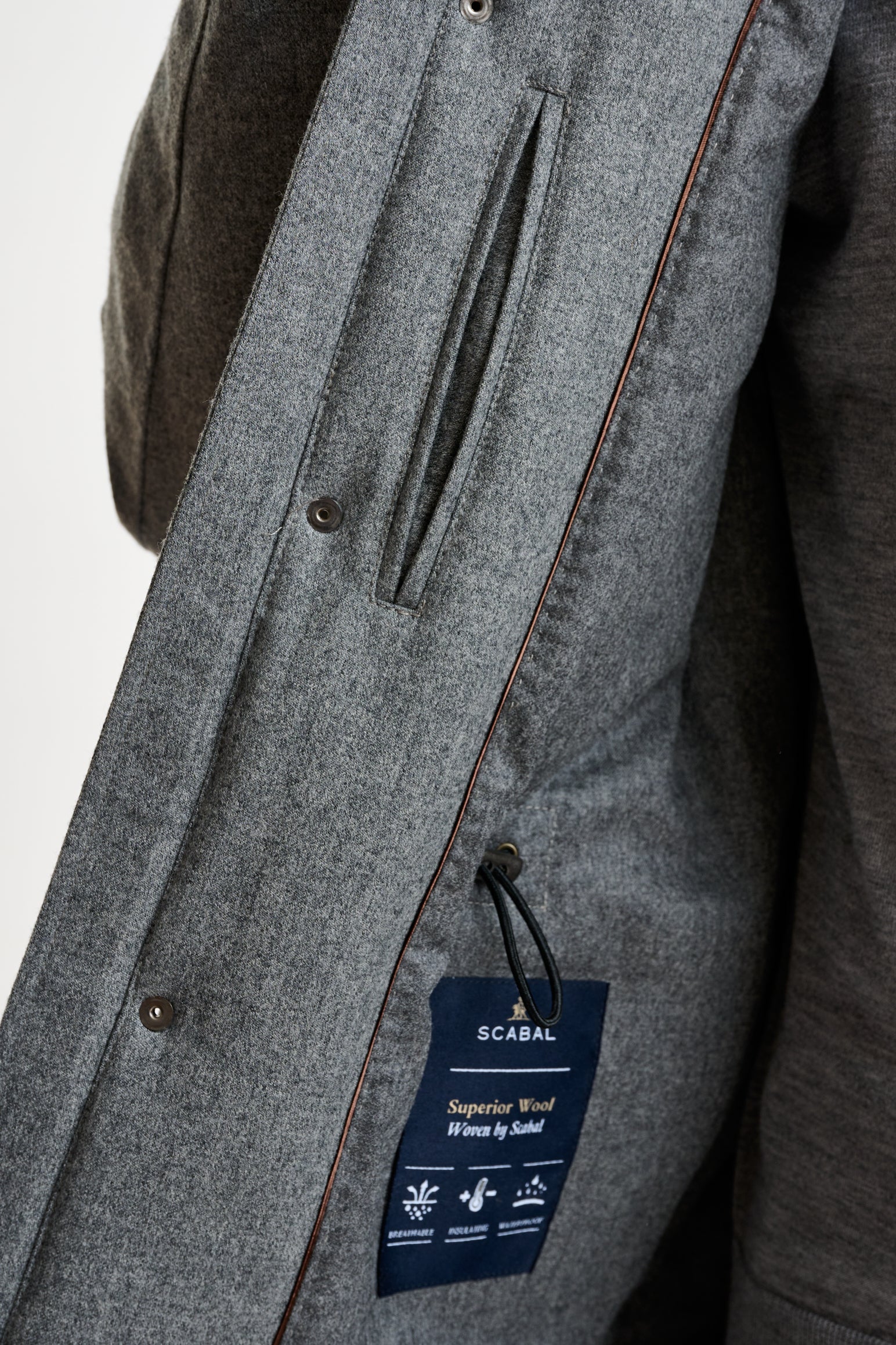 Grey 100% Tech Wool Flannel Bedford Parka - Image 4