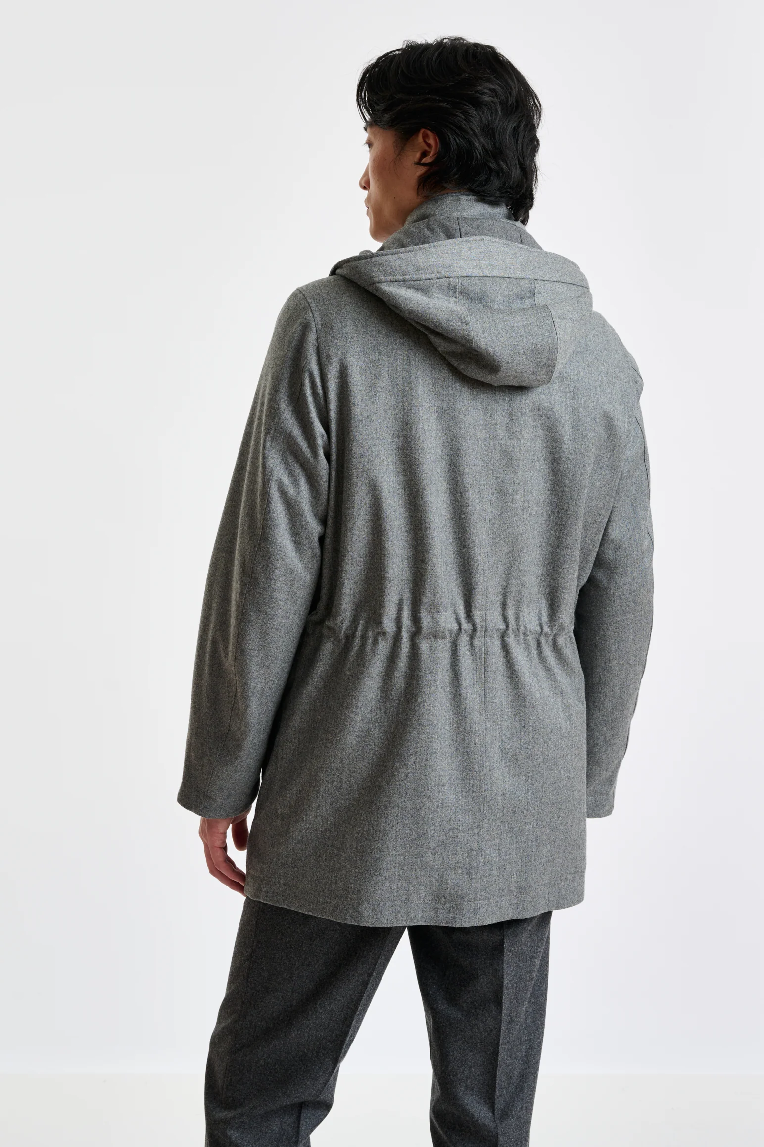 Grey 100% Tech Wool Flannel Bedford Parka - Image 6