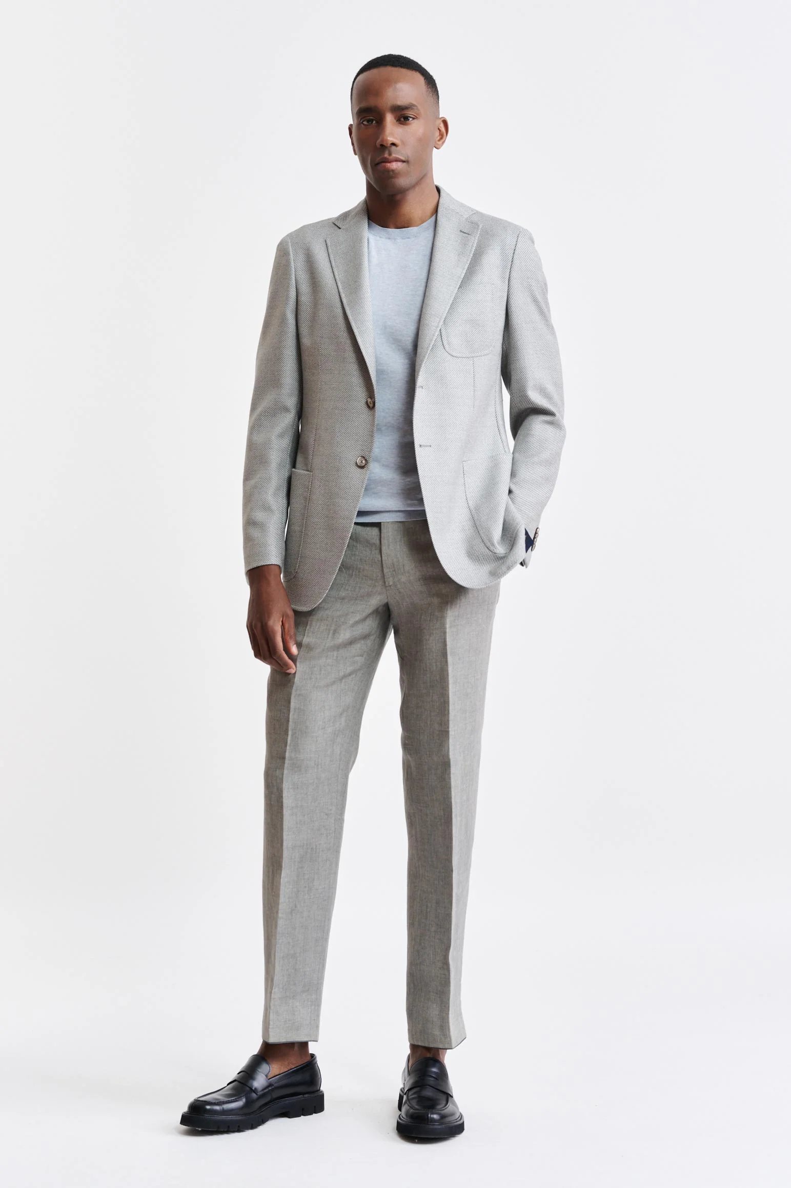 Light Grey 100% Wool Kenton Jacket Autumn Leaves - Image 4